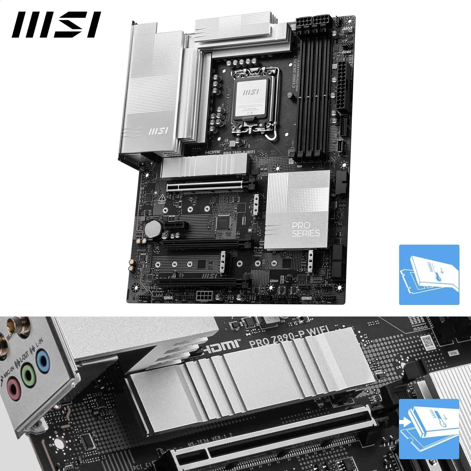 MSI PRO Z890-P WiFi Mainboard, ATX - Unterstützt Intel Core Ultra Prozessoren (Series 2), LGA 1851-55A DrMOS, DDR5 Memory Boost (9200+ MT/s OC), PCIe 5.0 x16 & 4.0 x16, M.2 Gen5, Wi-Fi 7, 5G LAN Bild 5