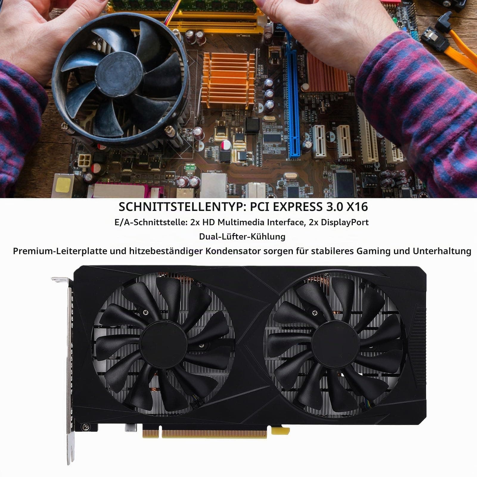 Tosuny RTX 3060 Grafikkarte, 12GB GDDR6 192Bit PCIE 3.0 Gaming Grafikkarte mit Dual-Kühlgebläse, HDMI & DP-Ausgang, 8-polige Netzschnittstelle, GPU für PC Bild 5