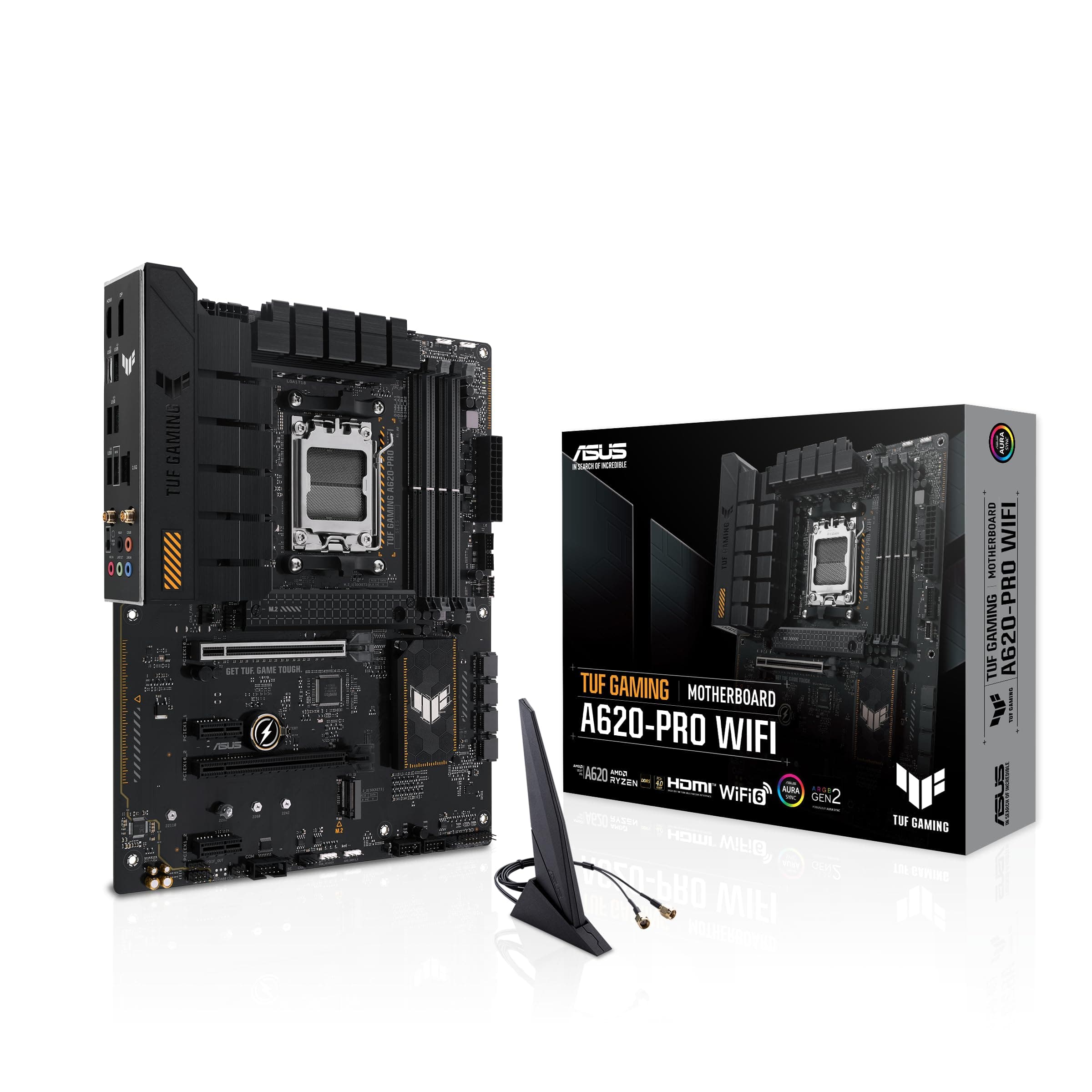 ASUS TUF Gaming A620M-PRO WiFi Mainboard Sockel AMD A620 (Ryzen 7000, ATX, DDR5 Speicher, PCIe 4.0, Wi-Fi 6, USB 3.2 Gen 2, Aura Sync) Bild 2