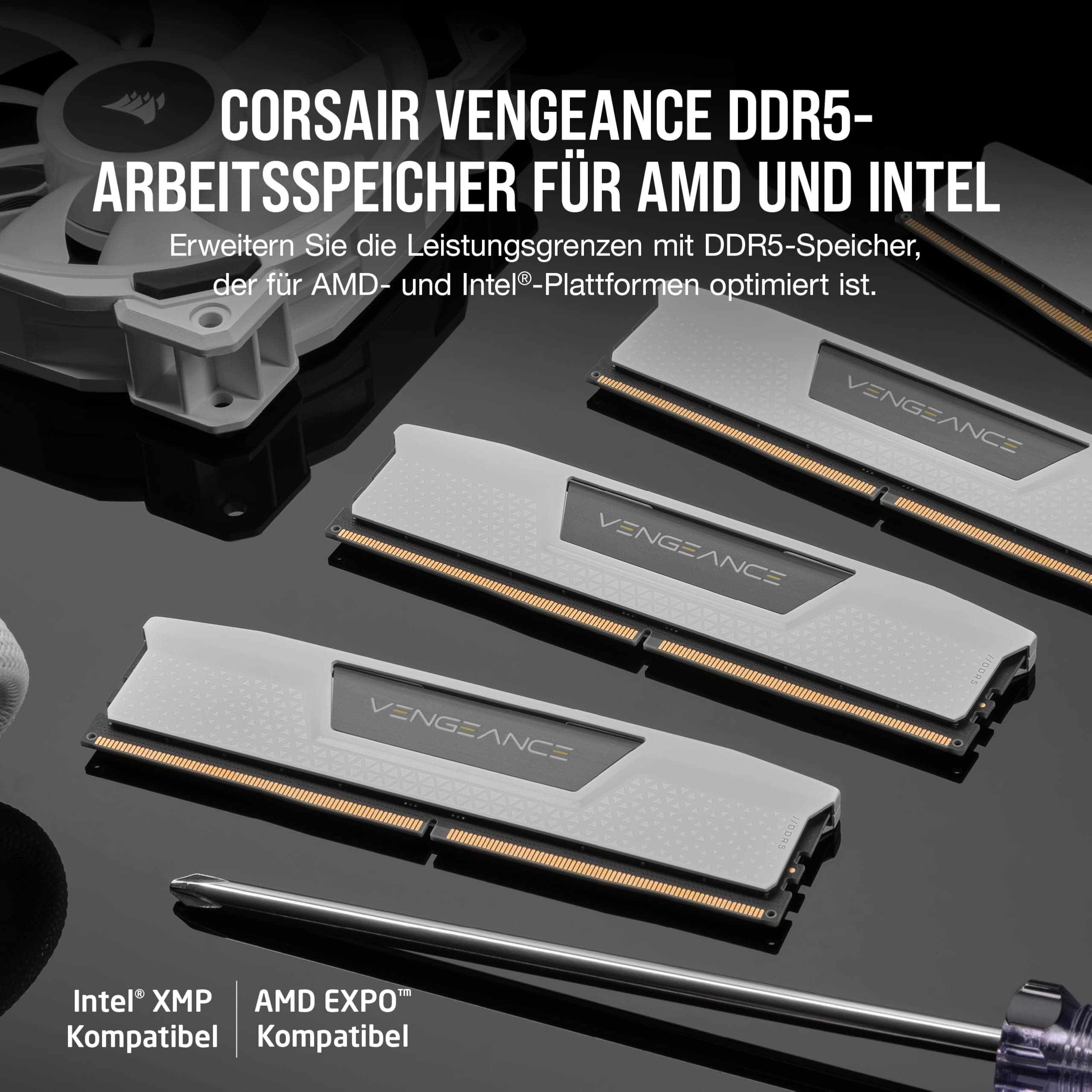 CORSAIR Vengeance DDR5 RAM 32GB (2x16GB) Bis zu 6400MHz CL36-48-48-104 1.35V AMD EXPO Intel XMP 3.0 Desktop-Arbeitsspeicher – Weiß (CMK32GX5M2B6400Z36W) Bild 4