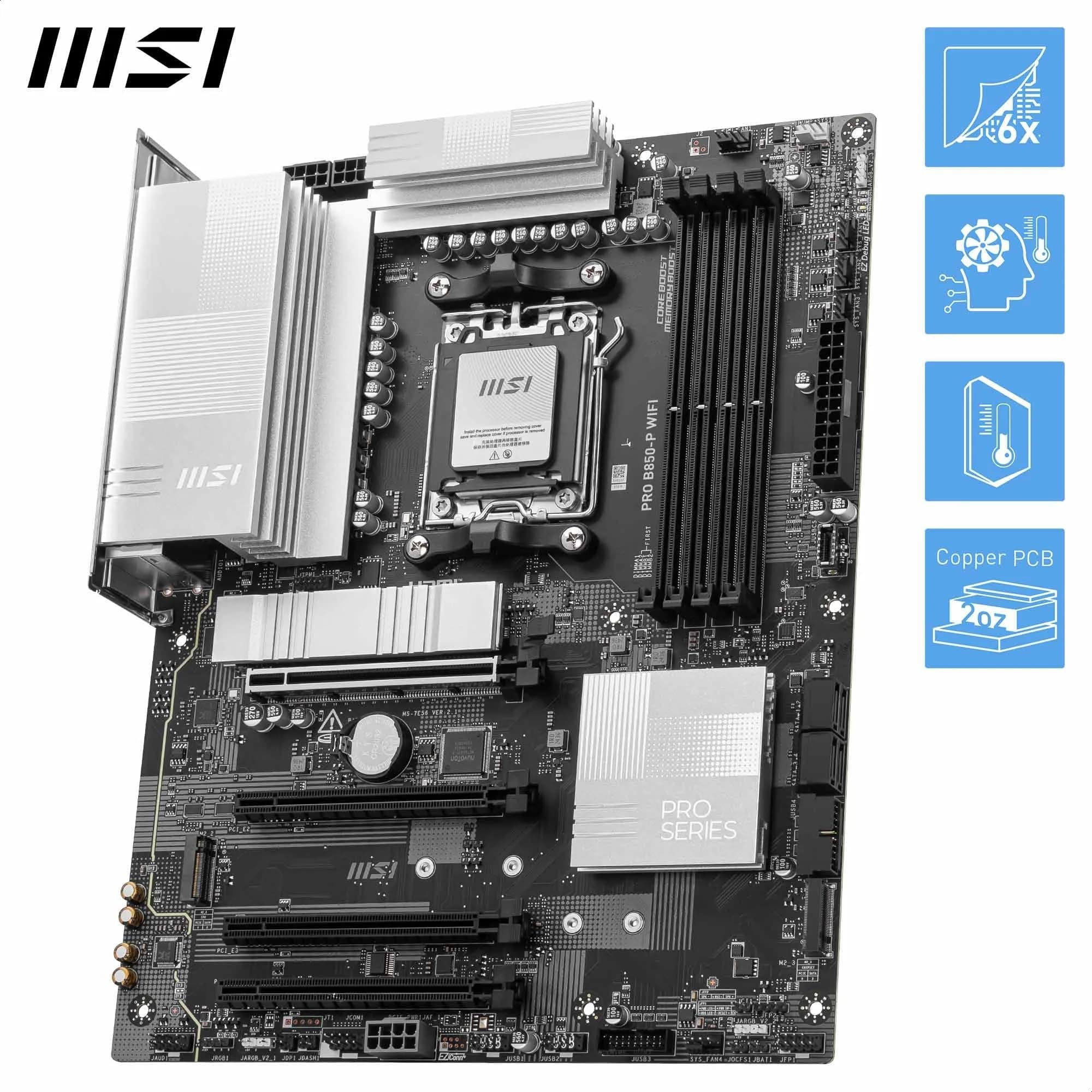 MSI PRO B850-P WiFi Mainboard, ATX - Unterstützt AMD Ryzen 9000/8000 / 7000 Prozessoren, AM5 - DDR5 Memory Boost (8200+ MT/s OC), PCIe 5.0 x16 & 4.0 x16, M.2 Gen5, Wi-Fi 7, 5G LAN Bild 7