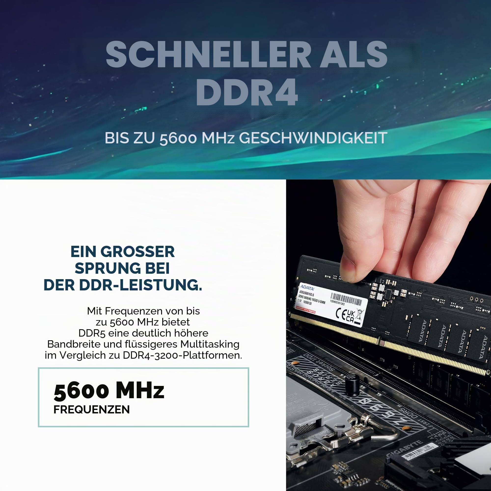 ADATA Arbeitsspeicher DIMM 32 GB DDR5-5600 (2X 16 GB) Dual-Kit Bild 5