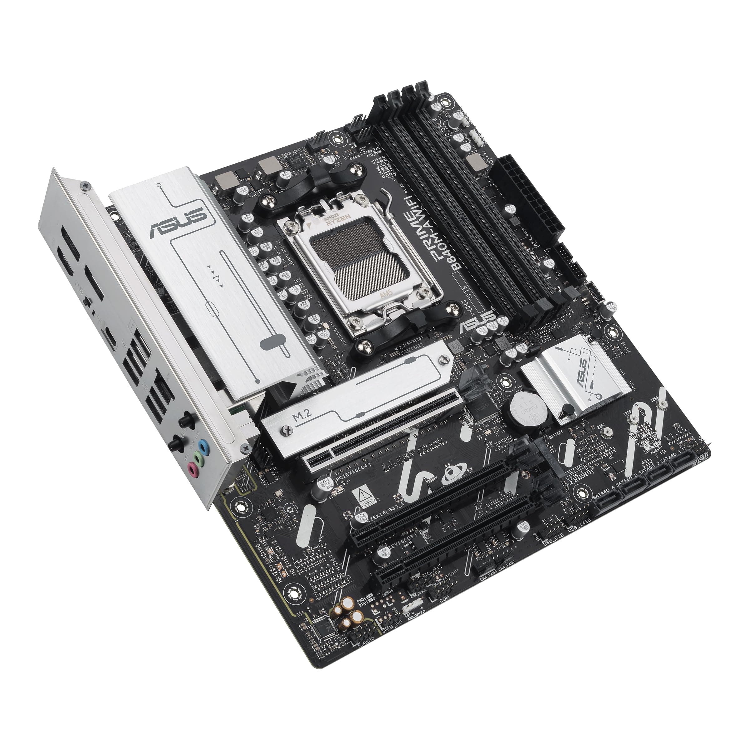 ASUS Prime B840M-A WiFi-CSM AMD AM5 B840 mATX Motherboard, Advanced AI Ready, DDR5, PCIe 4.0 Ready, 3xM.2 Slots, Wi-Fi 6E, 2.5Gb LAN, DisplayPort, HDMI, USB 5Gbps Type-C, BIOS Flashback, Aura Sync Bild 5