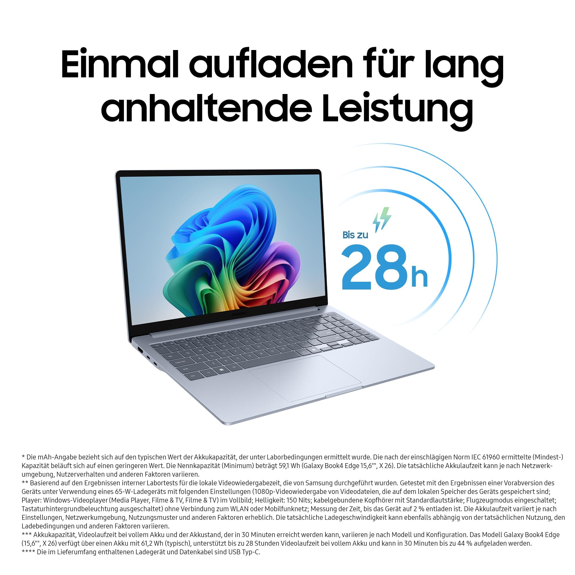 Samsung Galaxy Book4 Edge AI Laptop, Notebook, 15,6"-LCD, Full HD, Snapdragon X Prozessor (X26), 16GB RAM, 512GB Speicher, Copilot+ PC, Sapphire Blue, 3 Jahre Herstellergarantie [Exklusiv auf Amazon] Bild 7