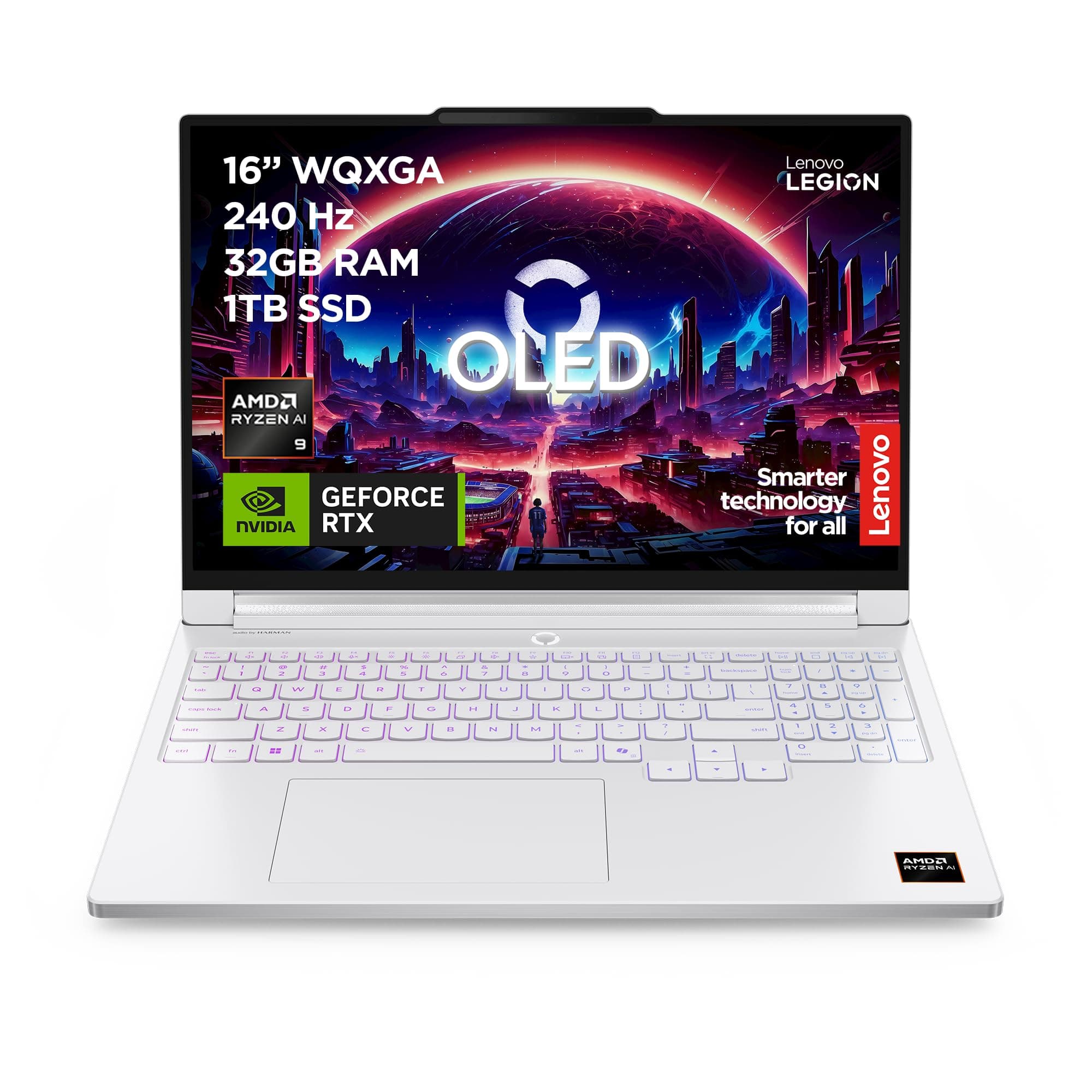 Lenovo Legion 7 Gaming AI Laptop | 16" WQXGA OLED 240Hz Display | AMD Ryzen AI 9 HX 470 | 32GB RAM | 1TB SSD | NVIDIA GeForce RTX 5060 | Windows 11 | QWERTZ | Glacier Weiss | 3 Monate GamePass