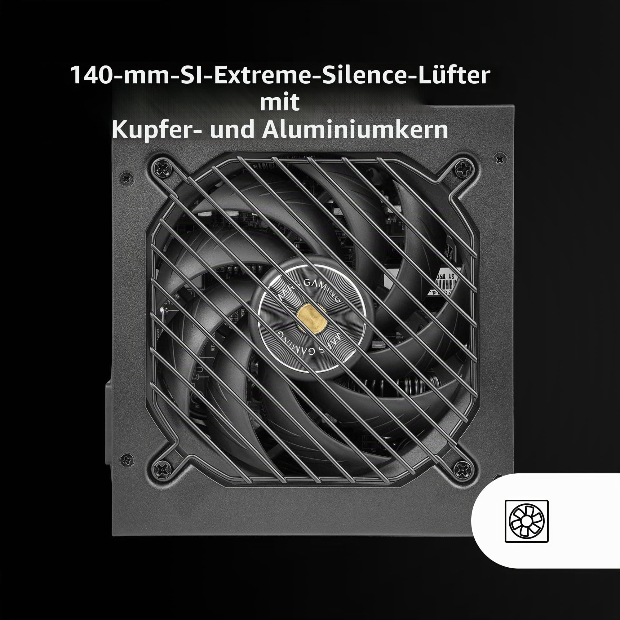 MARS GAMING MPB750SIM, Vollmodulares ATX 750W Netzteil, 7 Jahre Garantie, 80Plus Bronze 230V EU, 90% Effizienz, 140mm SI Extreme Silence Lüfter, AI2-RPM, DC-DC und SMD Technologien, Schwarz Bild 5