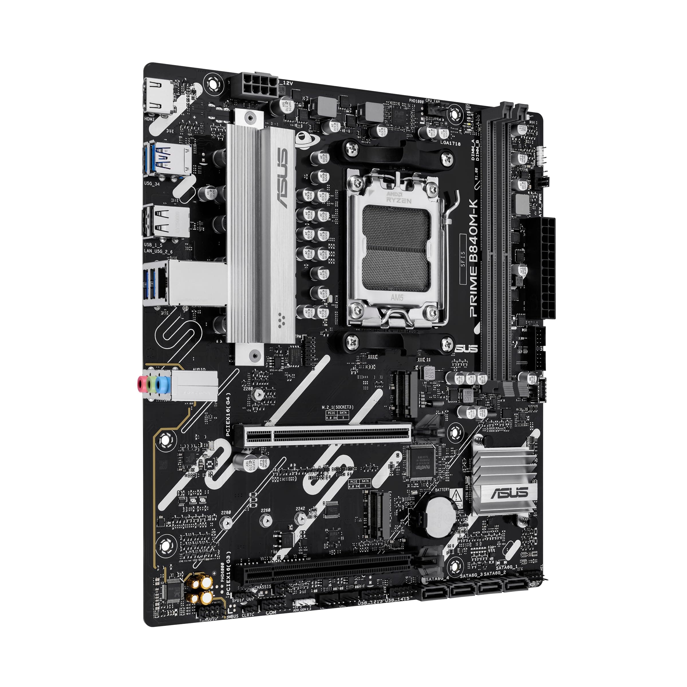ASUS Prime B840M-K AMD B840 Micro-ATX Mainboard (DDR5, Zwei M.2 Steckplätze, Realtek® 2.5Gb Ethernet, HDMI™, Front USB 5Gbps Type-C®, Aura Sync) Bild 3