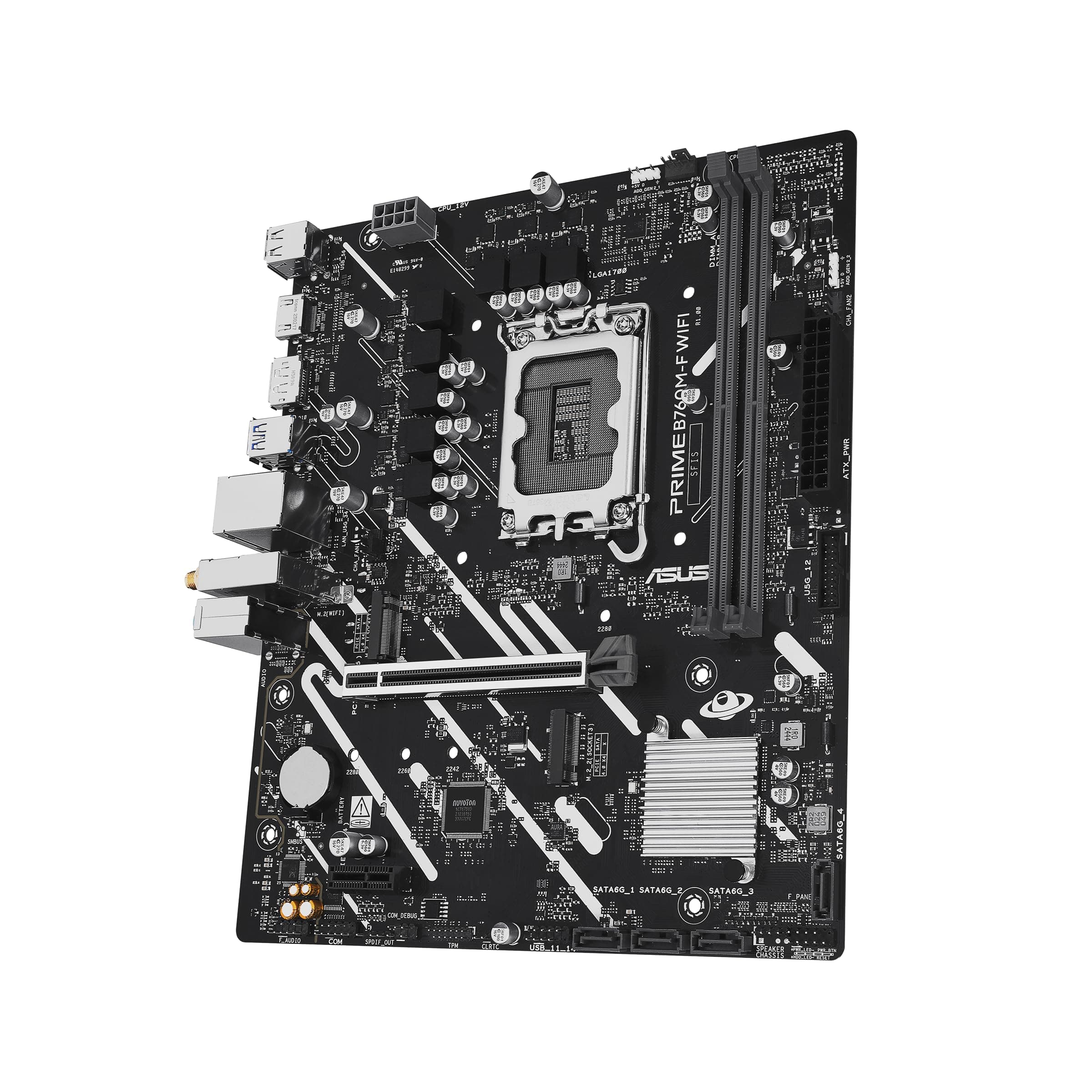 ASUS PRIME B760M-F WIFI Intel B760 LGA 1700 micro-ATX Mainboard (PCIe 5.0, zwei PCIe 4.0 M.2 Slots, DDR5, WiFi 6, Realtek 1Gb Ethernet, DisplayPort, HDMI, SATA 6Gbps, Front USB 5Gbps Ports, Aura Sync) Bild 5