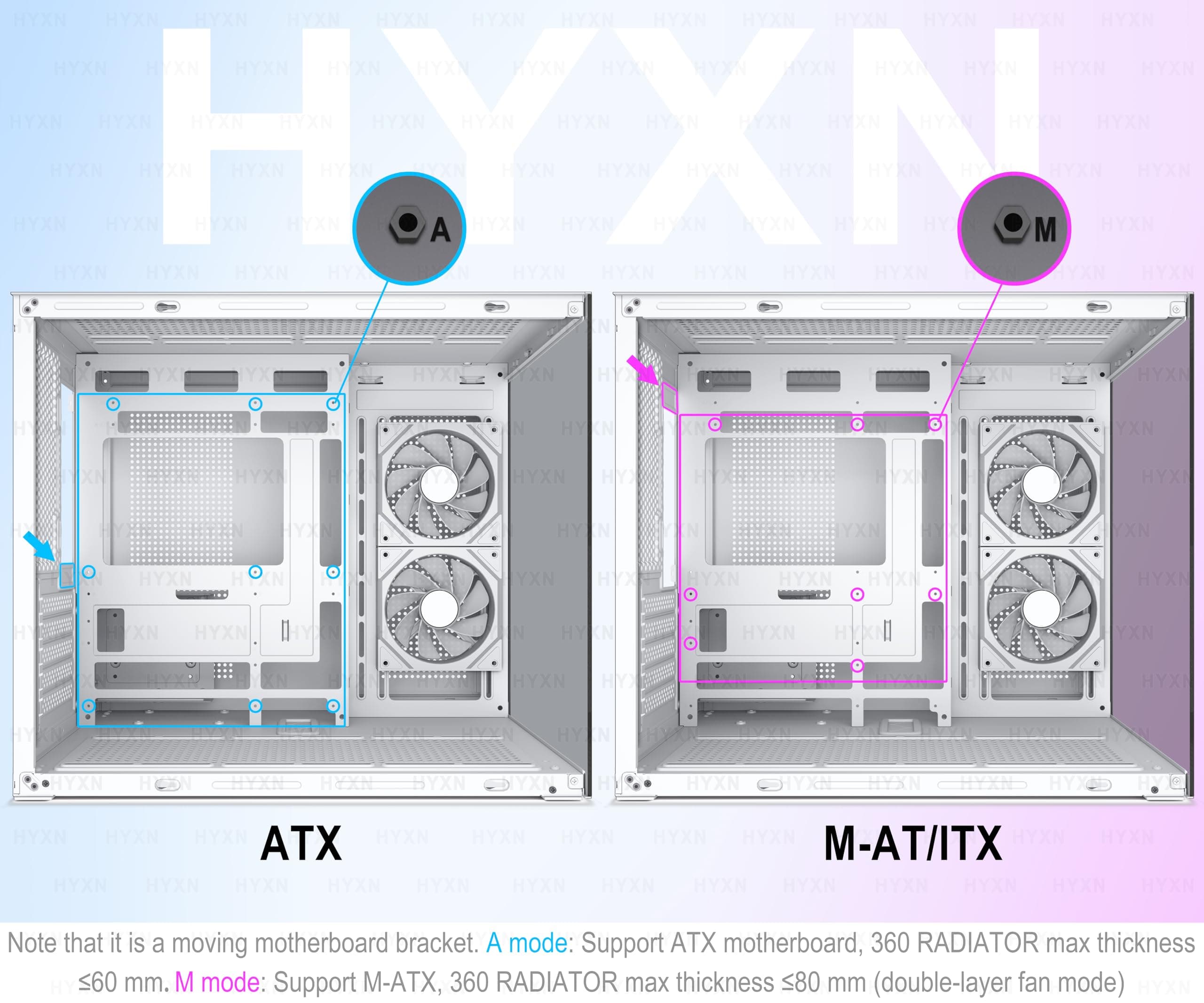 H3(2026) PC Gehäuse ATX –Vorinstalliert 6 Infinity Mirror PWM ARGB-Lüftern, Kompakter ATX Dual Kammer Mid Tower Gaming PC Gehäuse, 360MM Rad Unterstützung,mit Type-C 3.2 (Weiß) Bild 3