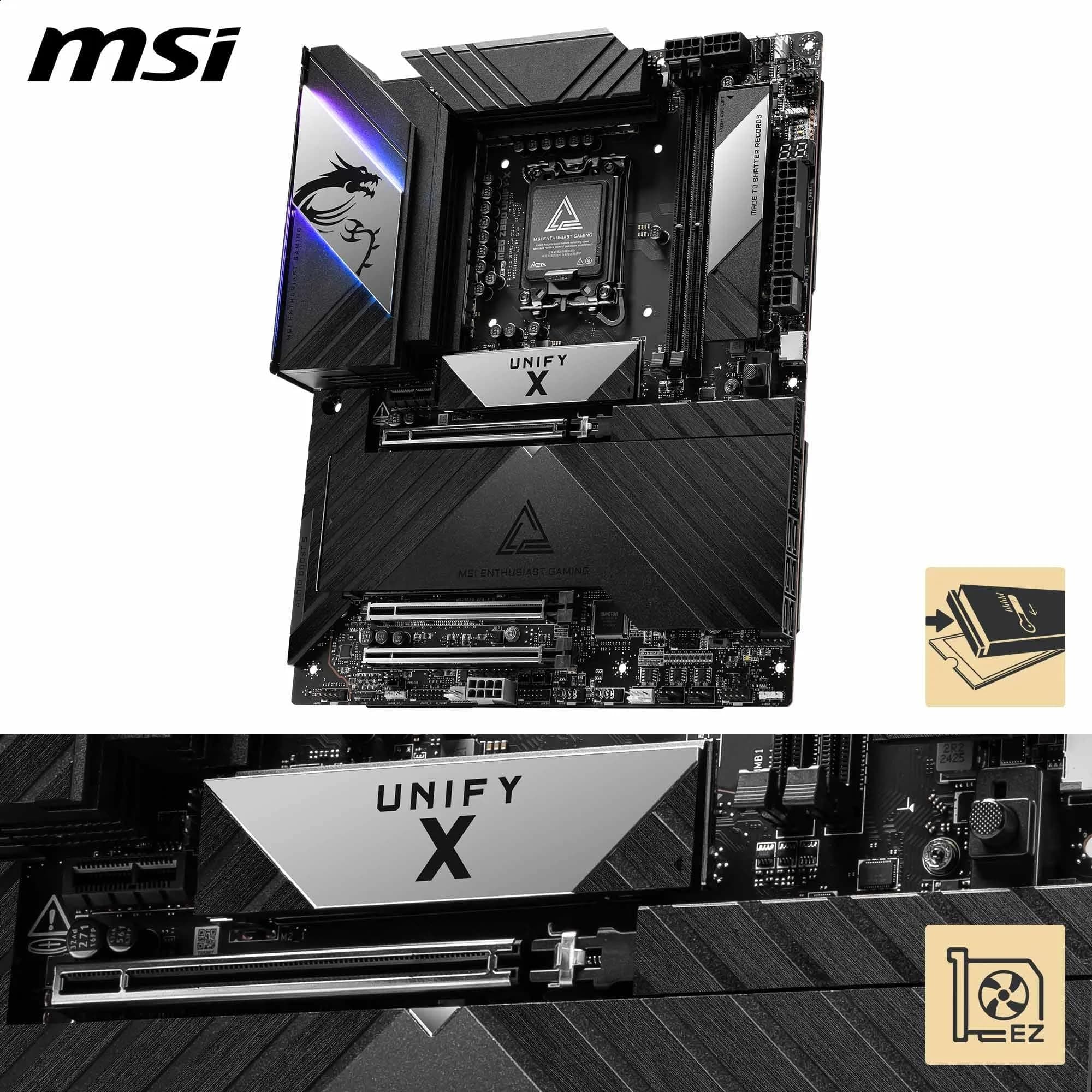 MSI MEG Z890 Unify-X Mainboard, ATX - Unterstützt Intel Core Ultra Prozessoren (Series 2), LGA 1851-110A SPS, DDR5 Speicher (9600+ MT/s OC), PCIe 5.0 & 4.0 x16, M.2 Gen5, Thunderbolt 4, Wi-Fi 7, 5G Bild 5