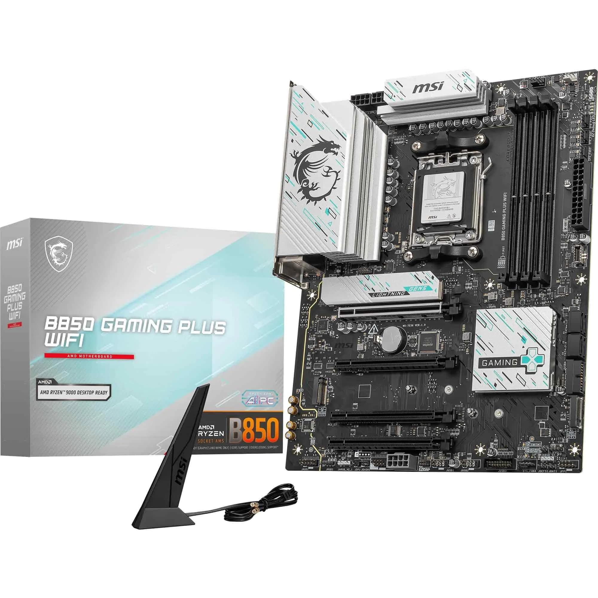 MSI B850 Gaming Plus WiFi Mainboard, ATX - Unterstützt AMD Ryzen 9000/8000 / 7000 Prozessoren, AM5 - DDR5 Memory Boost 8200+ MT/s (OC), PCIe 5.0 x16 & 4.0 x16, M.2 Gen5, Wi-Fi 7, 5G LAN Bild 2