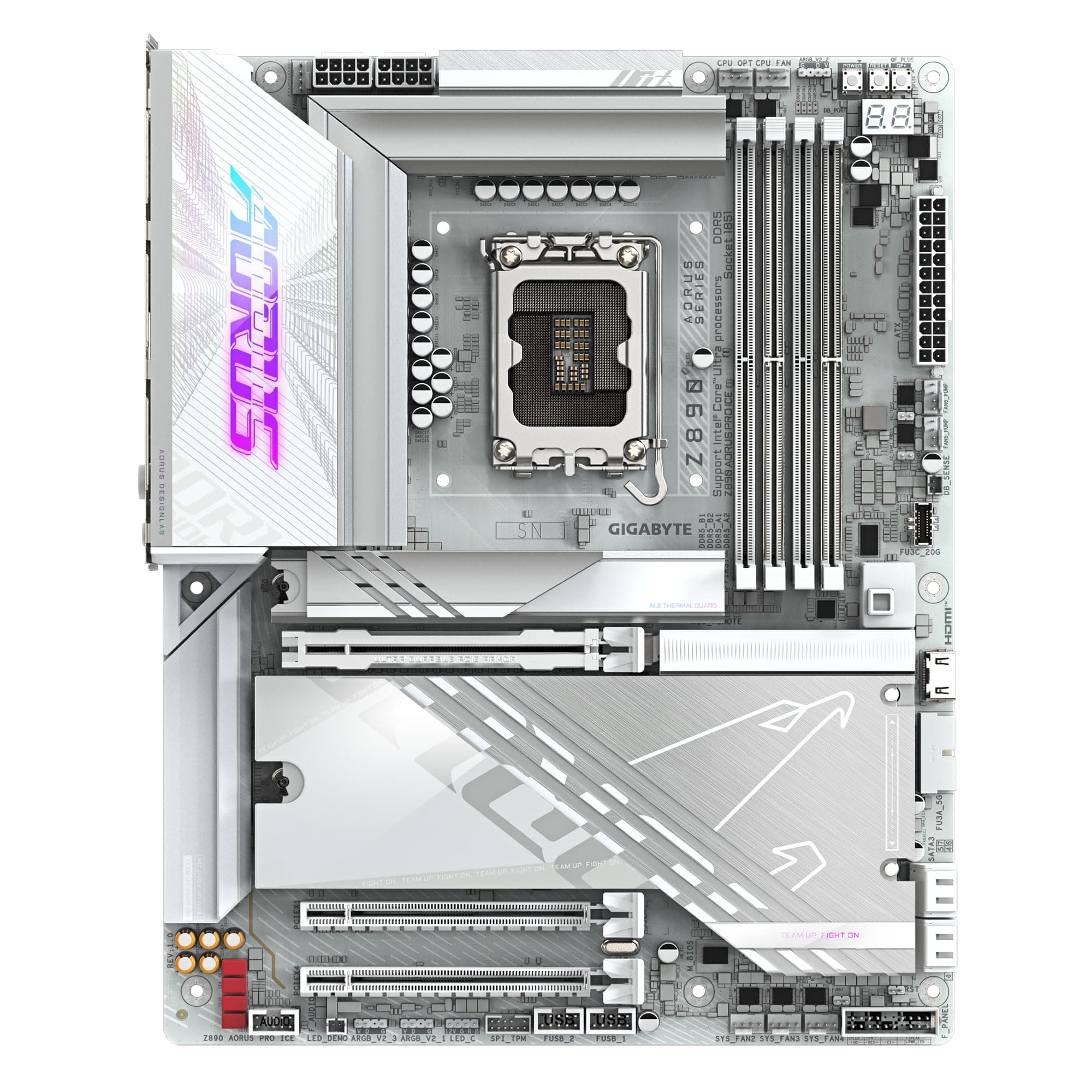 GIGABYTE Z890 AORUS PRO Ice Motherboard - Unterstützt Intel Core Ultra (Serie 2) CPUs, 16+1+2 Phasen VRM, bis zu 9500MHz DDR5 (OC), 1xPCIe 5.0 + 4xPCIe 4.0, Wi-Fi 7, 5GbE LAN, Thunderbolt 4 Bild 3