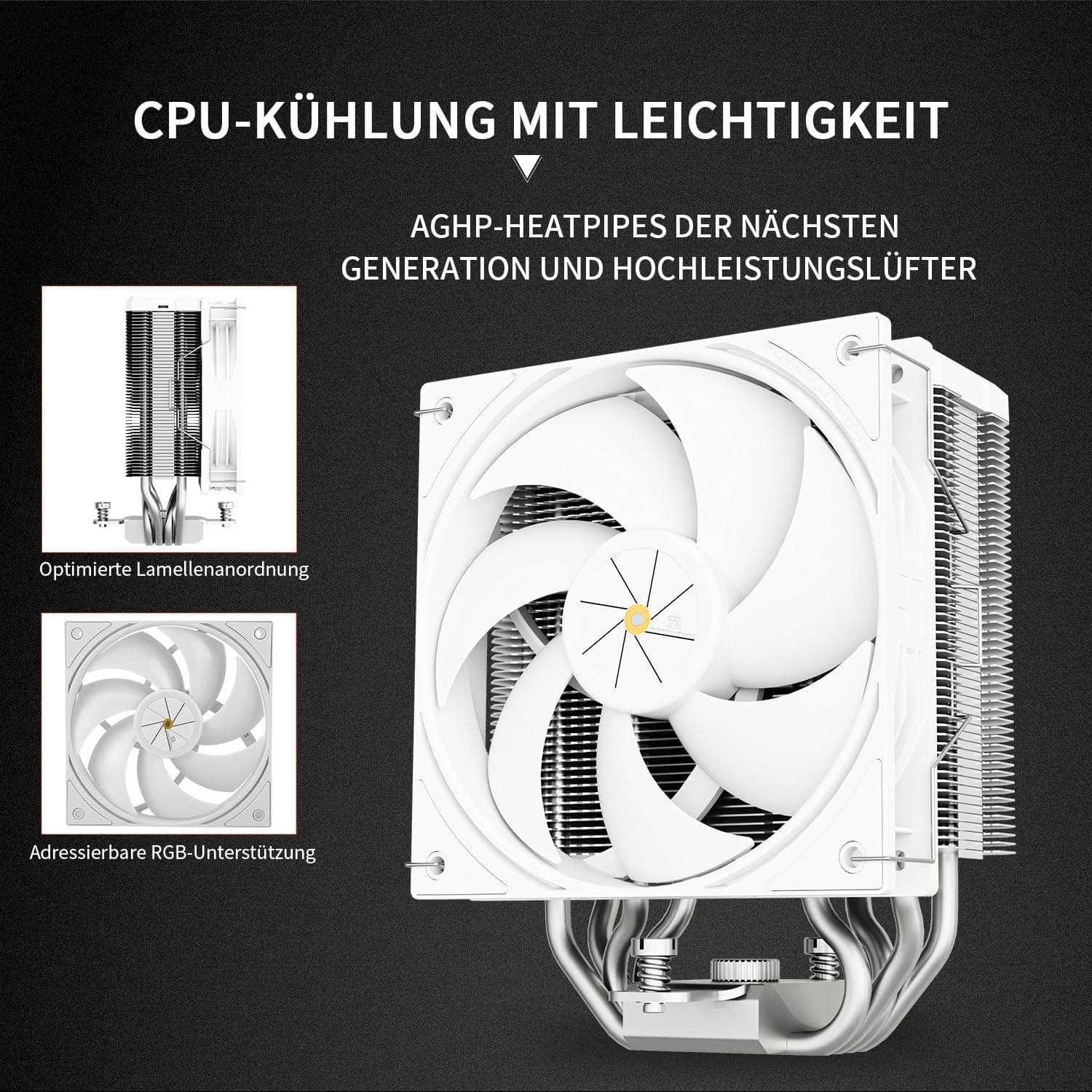 Thermalright Assassin X 120R Digitaler White CPU-Kühler, Digitaler Bildschirm Top Cover, TL-P12W PWM Quiet Fan CPU Luftkühler, Unterstützung AM4/AM5,Intel LGA1851/1700/1150/1151/1200 AX120R D White Bild 7