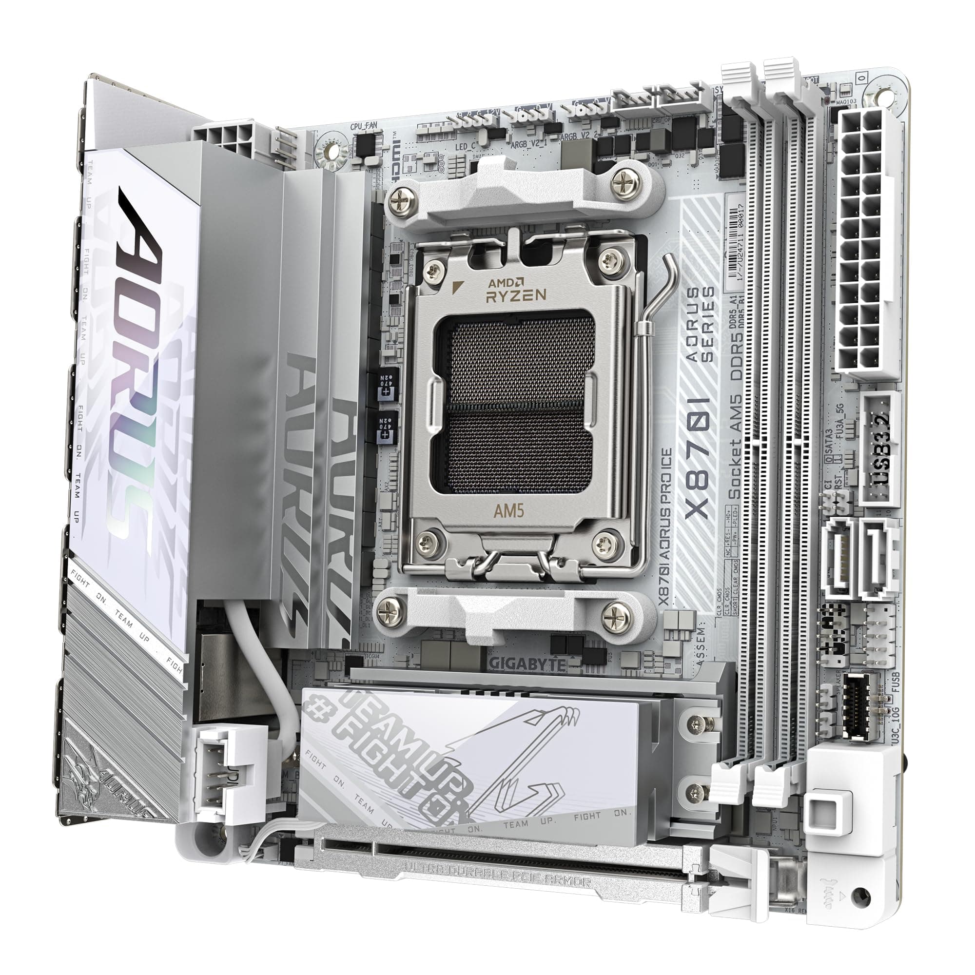 GIGABYTE X870I AORUS PRO Ice Mainboard - Unterstützt AMD Ryzen 9000er-Serie CPUs, 8+2+1 Phasen VRM, bis zu 8400 MHz DDR5 (OC), 1xPCIe 5.0 M.2 + 1xPCIe 4.0 M.2, WI-FI 7, 2,5 GbE LAN, USB 4 Bild 7