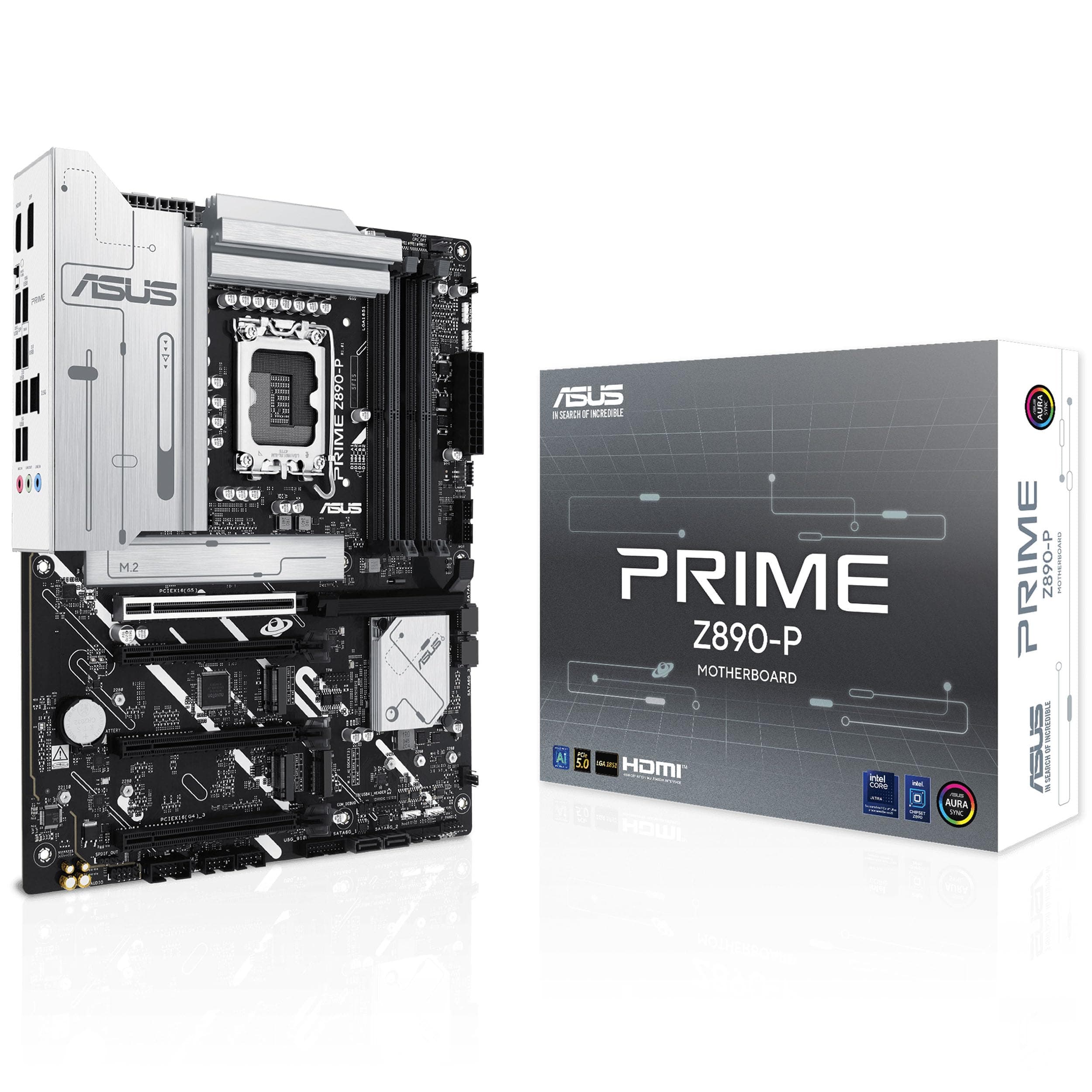 ASUS Prime Z890-P Gaming Mainboard Sockel Intel LGA1851 (ATX, DDR5, PCIe 5.0, 4X M.2, DisplayPort, HDMI, Advanced AI, Aura Sync, PCIe Slot Q-Release) P Prime Z890