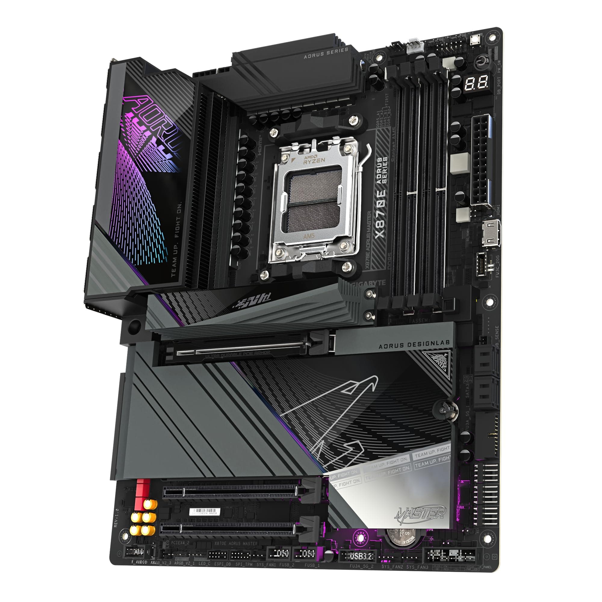 GIGABYTE X870E AORUS Master-Mainboard - Unterstützt AMD Ryzen 9000 CPUs, 16+2+2 Phasen Digital-VRM, bis zu 8600MHz DDR5 (OC), 3xPCIe 5.0, Wi-Fi 7, 5GbE LAN, USB 4 Bild 7