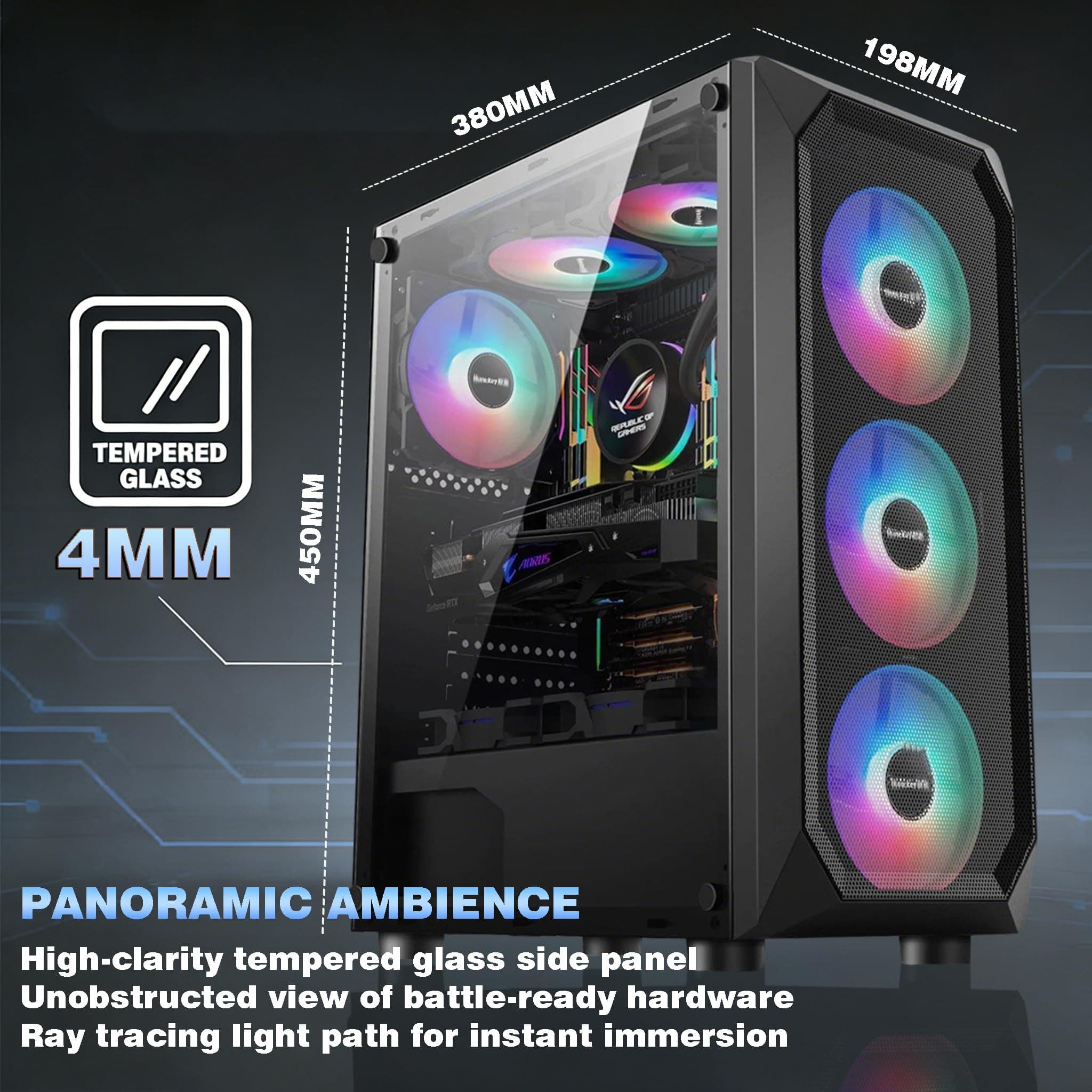 Gaming PC Ryzen 5 5500, GeForce RTX 4060, B450, 16GB(8GB*2) 3200MHz DDR4 RAM, 1TB NVMe SSD, P550W, 5 RGB Lüfter, WLAN, Leistungsstarker Gaming- und Kreativ-PC Ryzen5 R5 5500|RTX4060|16GB DDR4|1TB Bild 5