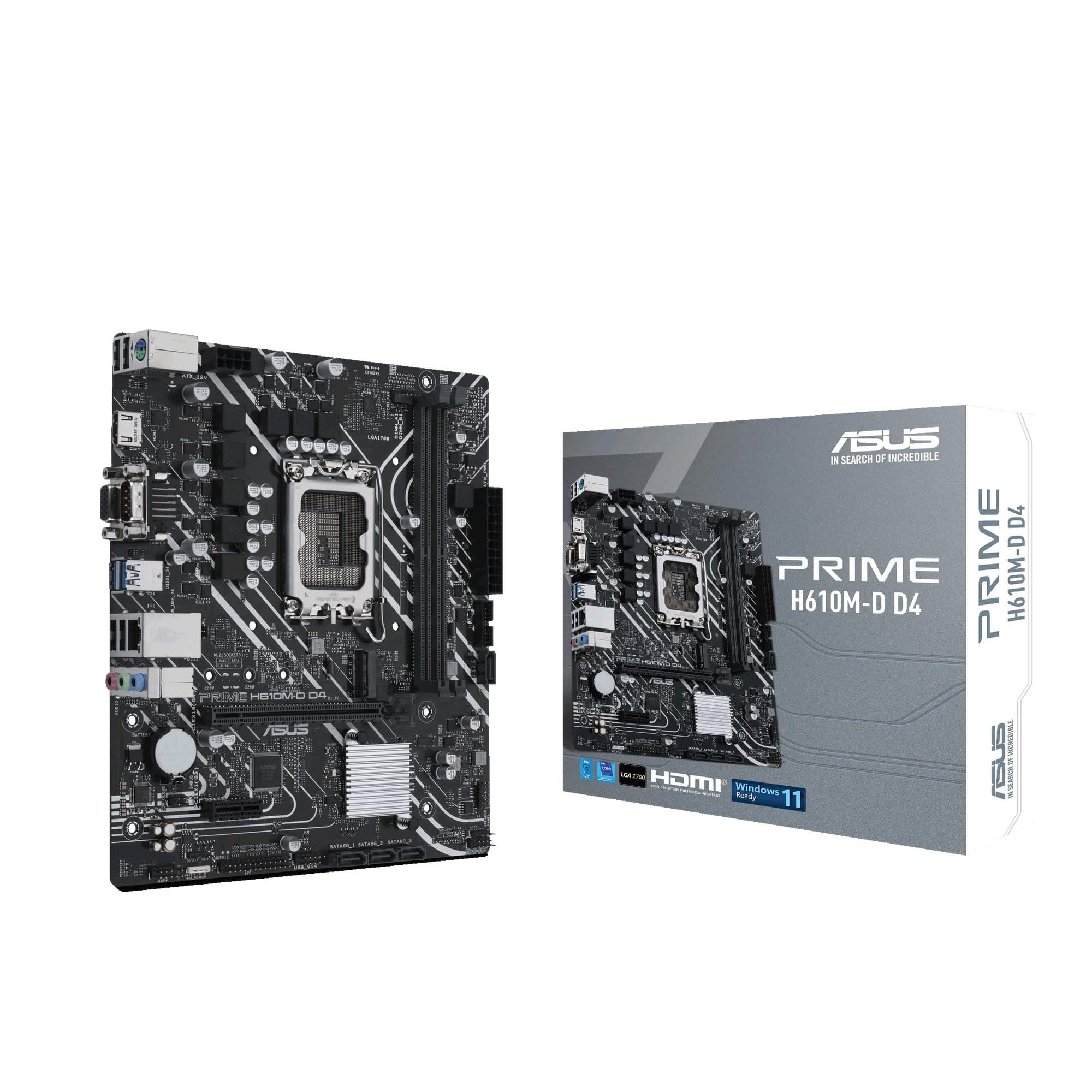 ASUS Prime H610M-D D4 Gaming Mainboard Sockel Intel LGA 1700 (Intel H610, mATX, DDR4 Speicher, PCIe 4.0, M.2, COM Port, LPT Header, RGB Header) M-D D4 Prime H610