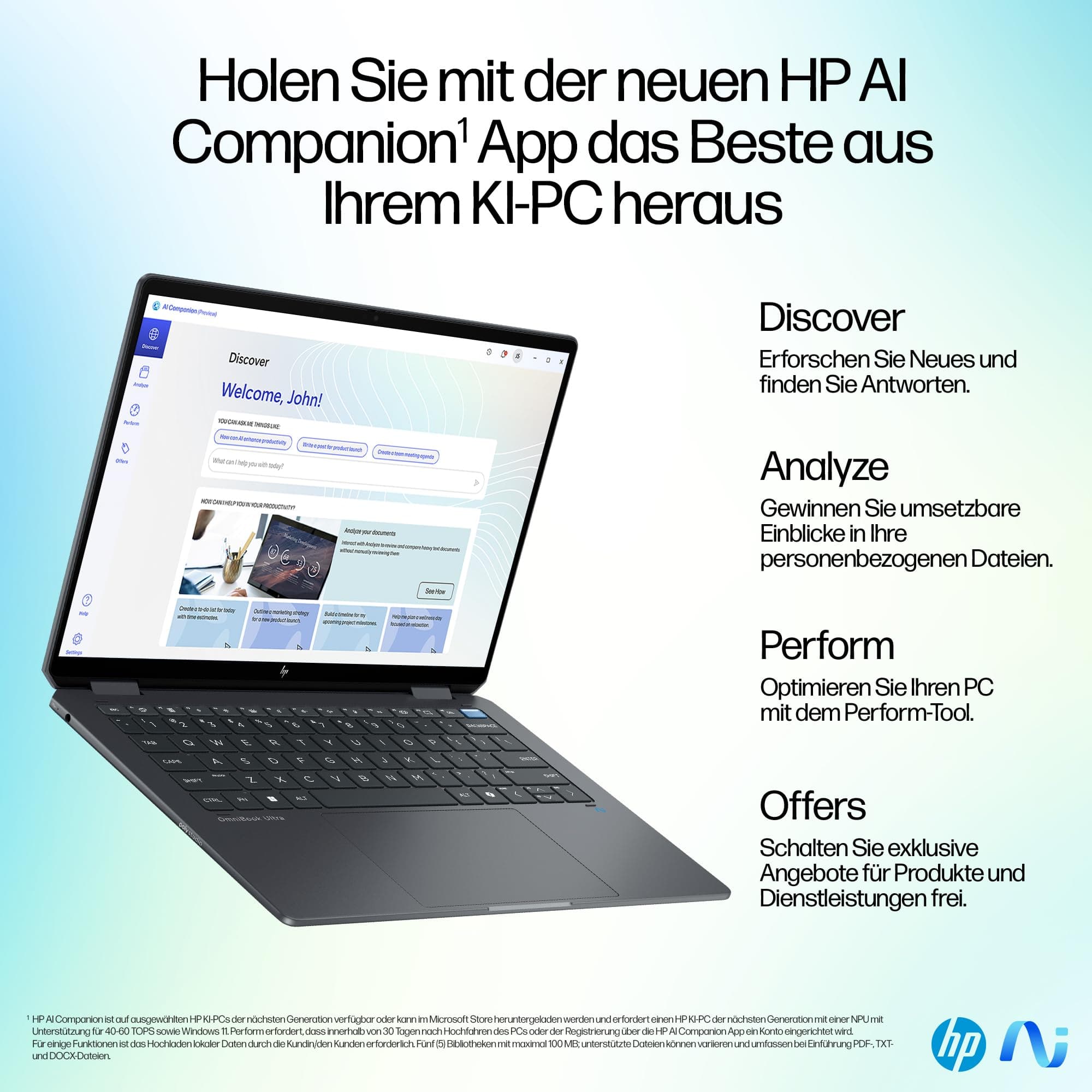 HP OmniBook Ultra Flip 2-in-1 Laptop (14" 2.8K OLED Touchscreen, Intel Core Ultra 7, Copilot+ PC, 16GB RAM, 1TB, Win11, QWERTZ) - Eclipse Gray Intel Core Ultra 7 258V Intel Arc Grafikkarte Bild 3