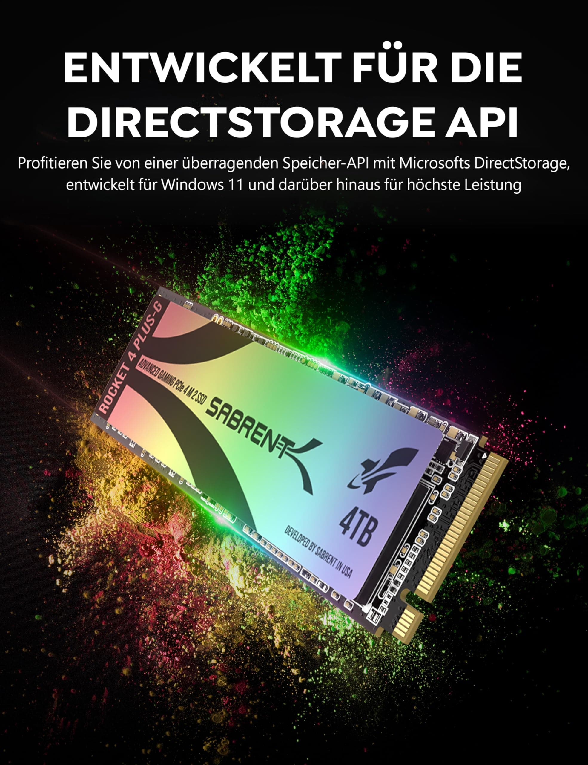 SABRENT Gaming M.2 NVMe SSD 4TB mit Kühlkörper, Internes Solid State 7300 MB/s Lesen, PCIe 4.0 7GBps (SB-RKTG-GHSK-4TB) Bild 5