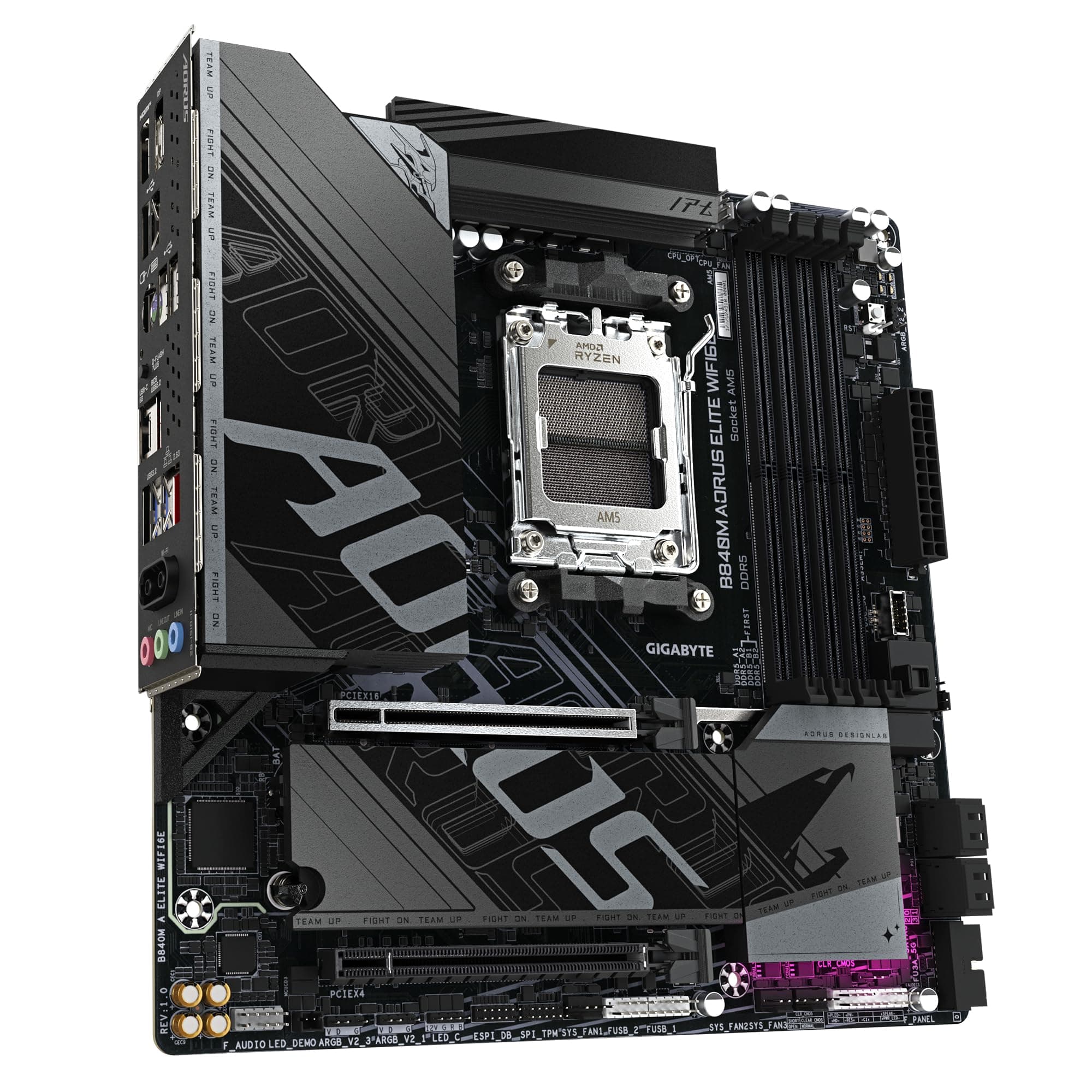 GIGABYTE B840M AORUS Elite WIFI6E Mainboard – AMD Ryzen 9000 Prozessoren, 10+2+2 Phasen VRM, bis zu 8200 MHz DDR5 (O.C.), 2 x M.2 PCIe 4.0, Wi-Fi 6E, 2.5 GbE LAN, USB 3.2 Gen 2 Bild 5