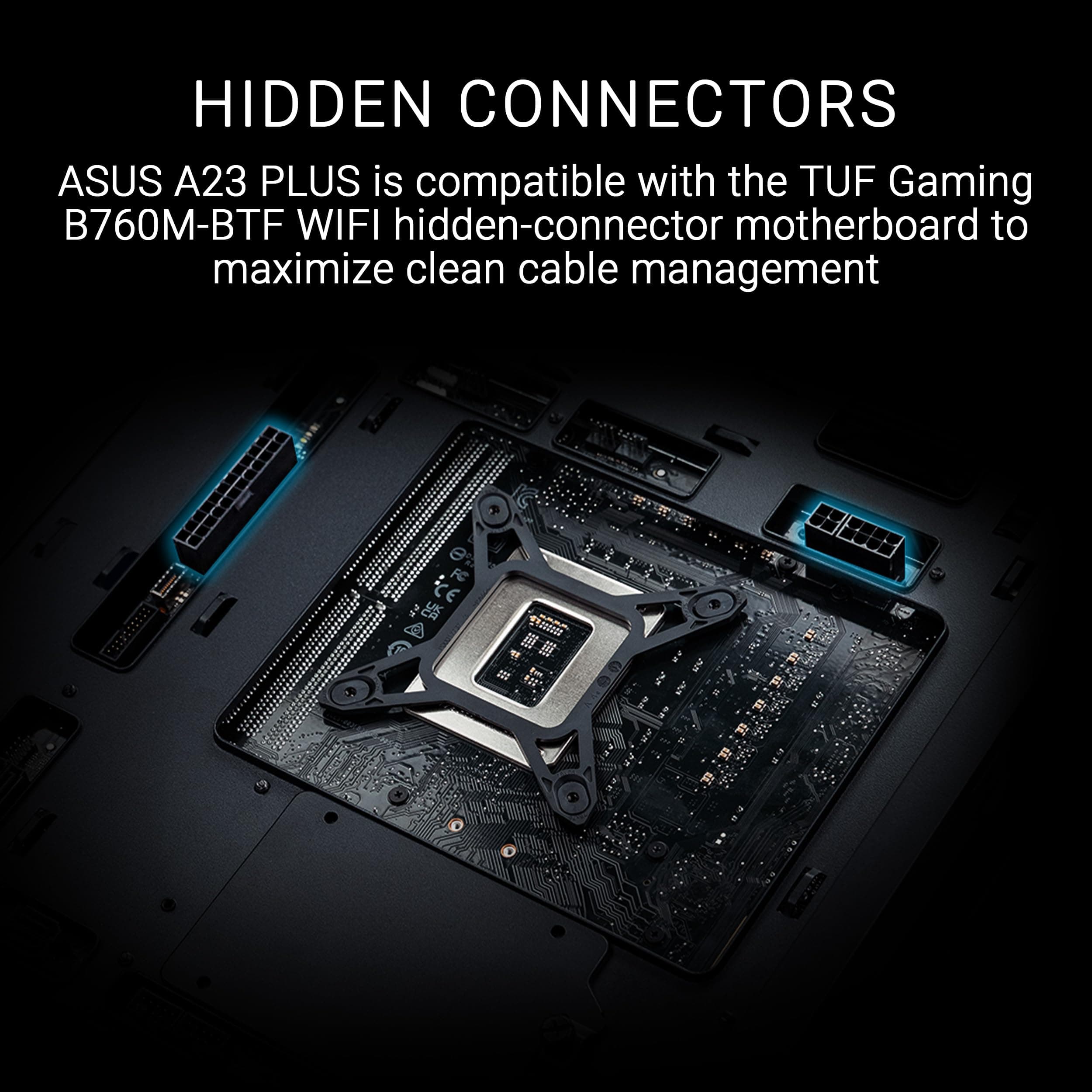 ASUS A23 Plus TG ARGB Black microATX PC Gehäuse (vorinstallierte ARGB-Lüfter, Mesh Frontpanel, kompatibel mit Mainboards mit versteckten Anschlüssen, 360-mm-Radiatoren, 380-mm-Grafikkarten, schwarz) Bild 5