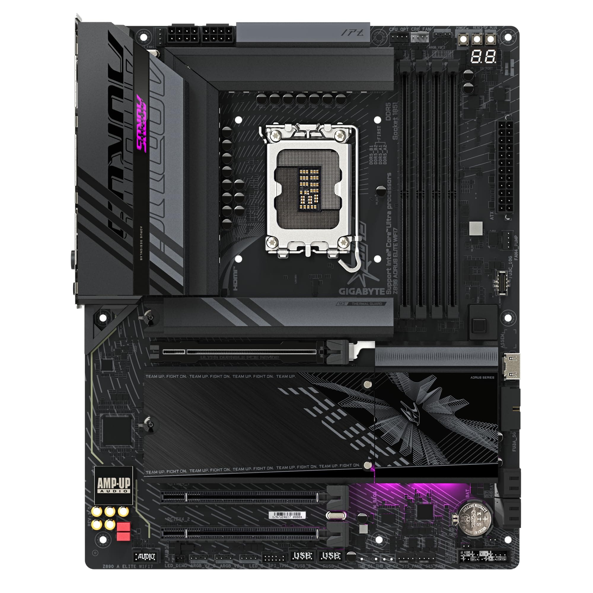 GIGABYTE Z890 AORUS Elite WIFI7 Motherboard - Unterstützt Intel Core Ultra (Serie 2) CPUs, 16+1+2 Phasen VRM, bis zu 8800MHz DDR5 (OC), 1xPCIe 5.0 + 3xPCIe 4.0, Wi-Fi 7, 2.5GbE LAN, Thunderbolt 4 Bild 3