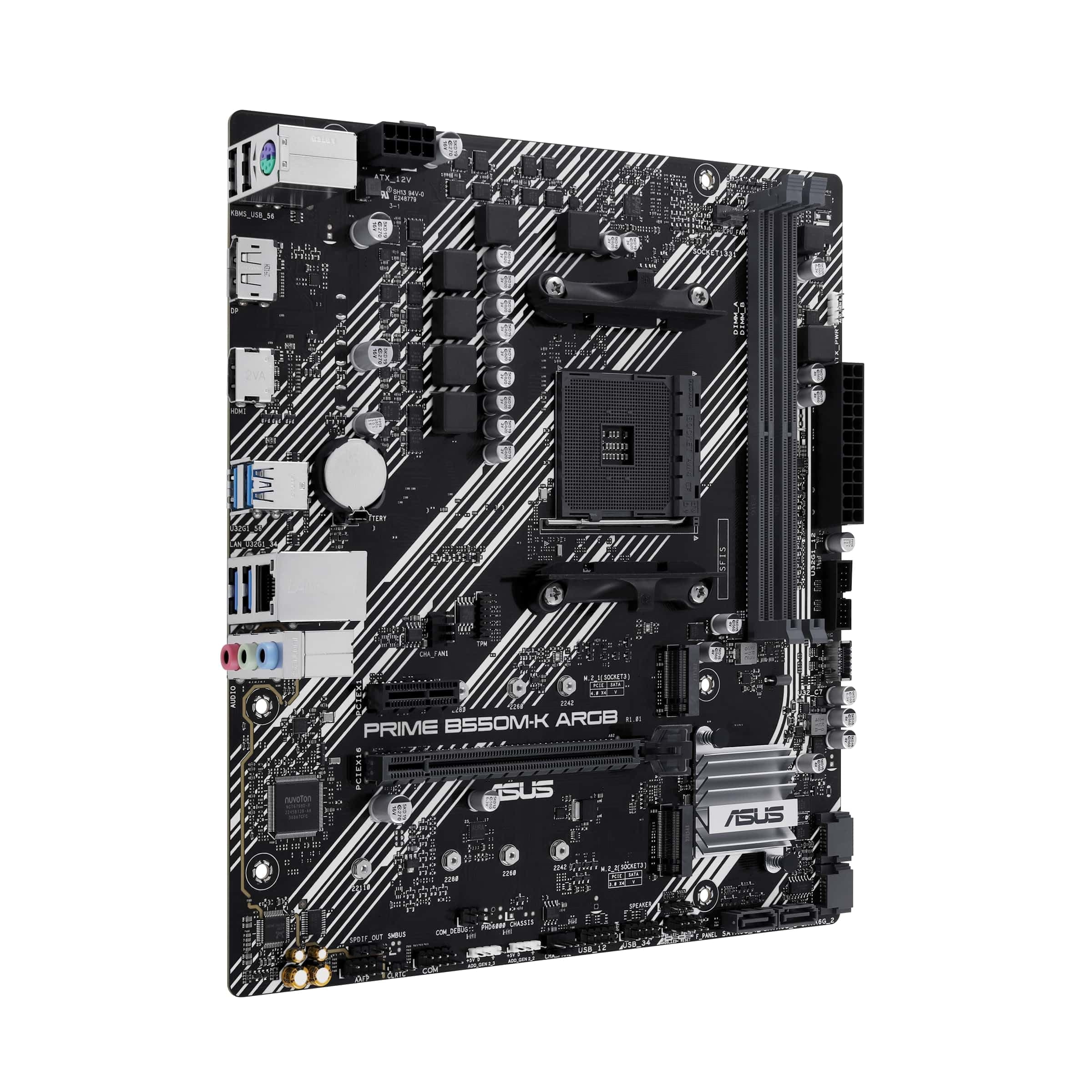 ASUS Prime B550M-K ARGB Gaming Mainboard Sockel AMD AM4 (mATX, PCIe 4.0, 2X M.2, DisplayPort, HDMI, SATA 6Gbit/s, Aura Sync) Bild 4