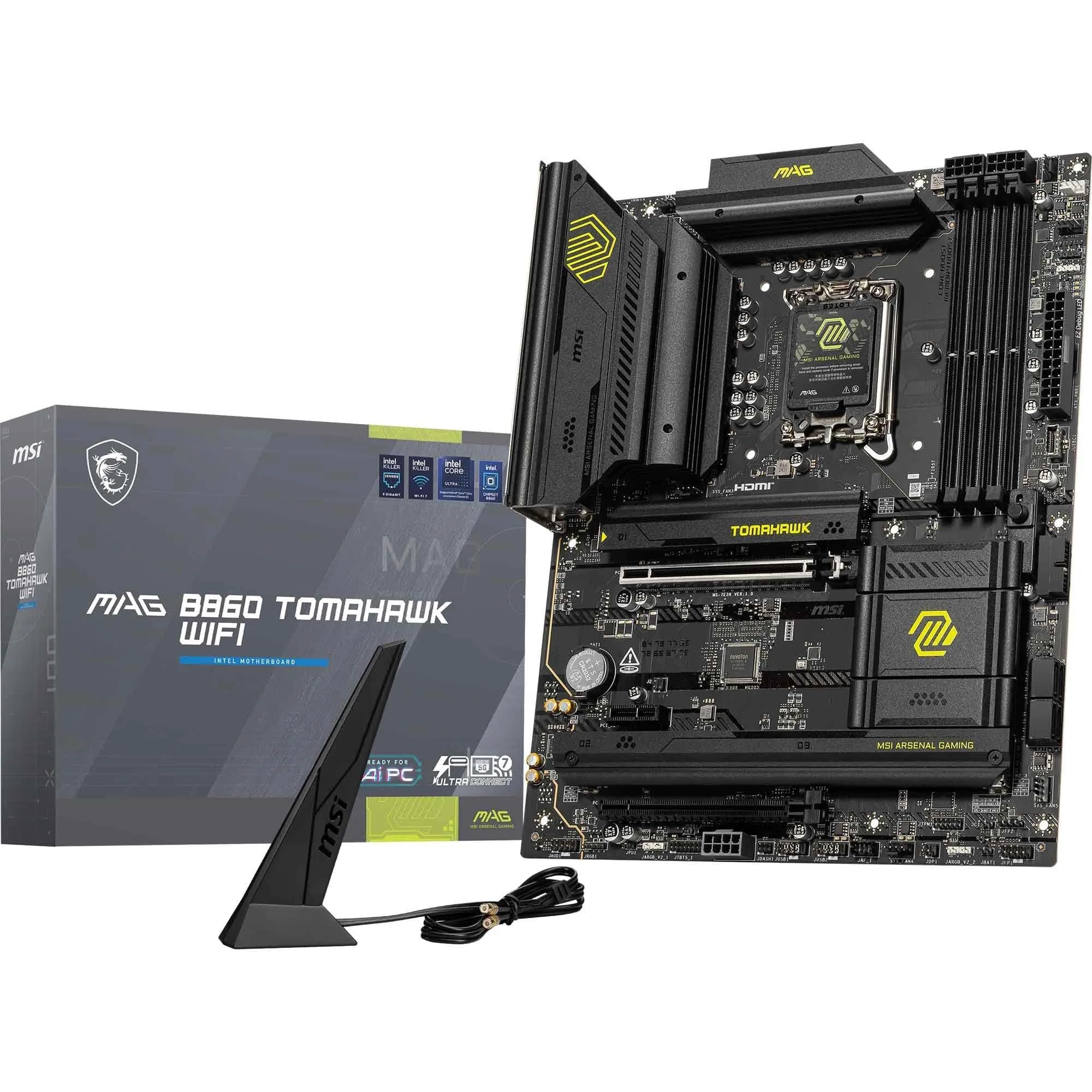 MAG B860 Tomahawk WiFi Mainboard, ATX - Unterstützt Intel Core Ultra Prozessoren (Series 2), LGA 1851 - DDR5 Memory Boost 9200+ MT/s OC, 1 x PCIe 5.0 x16, 1 x M.2 Gen5, 5G LAN, Wi-Fi 7 Bild 2