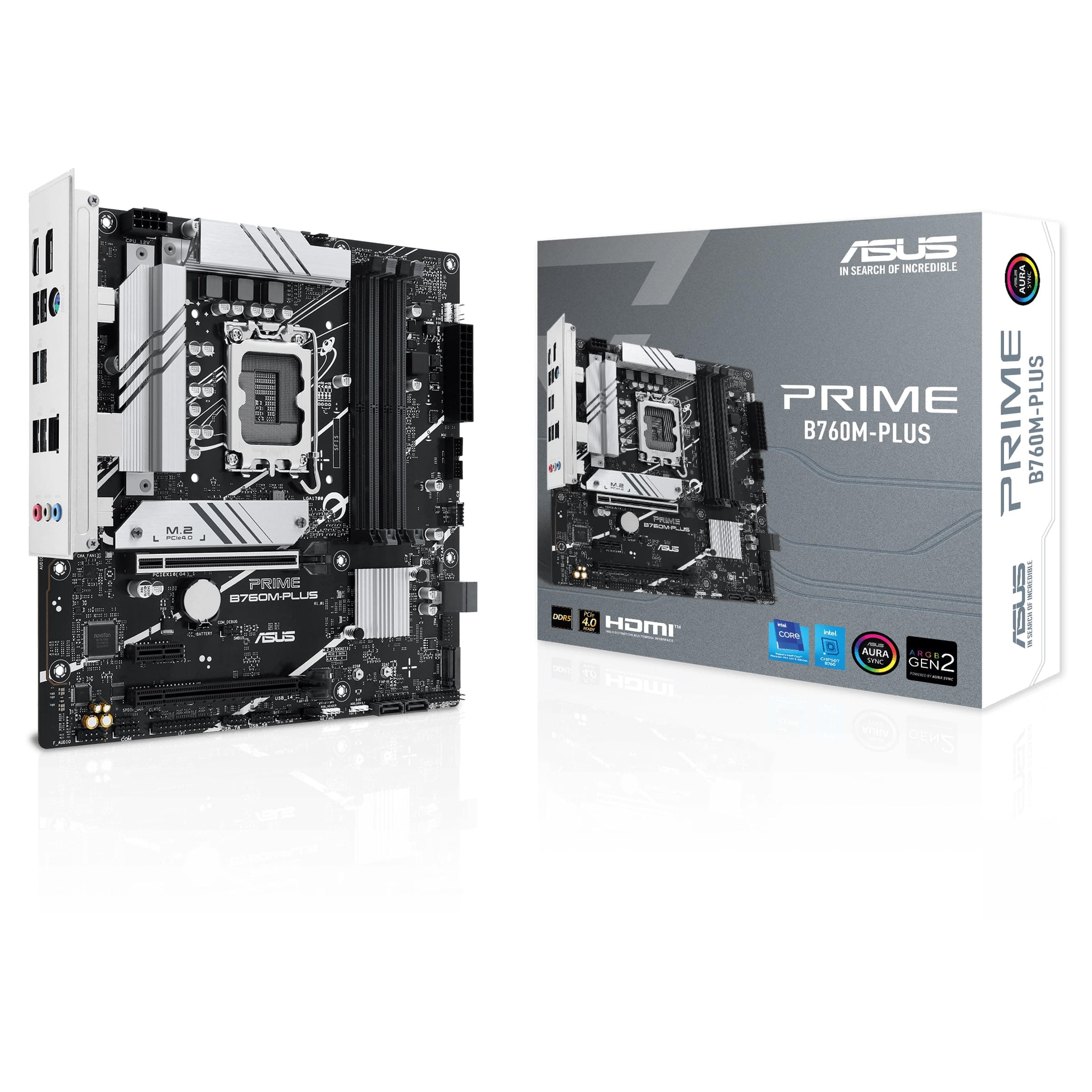 ASUS Prime B760M-PLUS Gaming Mainboard Sockel Intel LGA 1700 (mATX, PCIe 4.0, DDR5, 2X M.2, SATA 6Gbit/s, DisplayPort, HDMI, Aura Sync) Bild 2