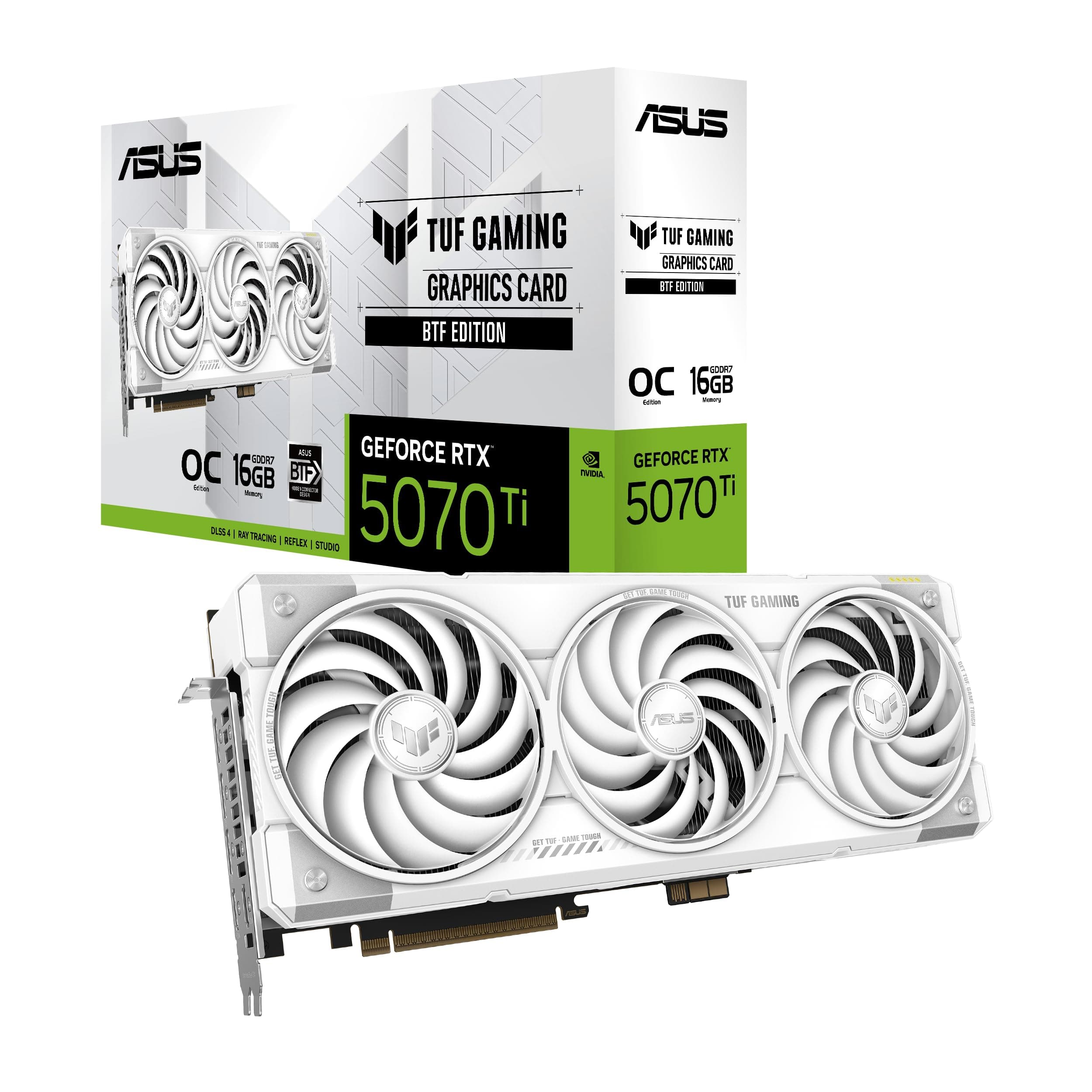 ASUS TUF Gaming GeForce RTX 5070 Ti 16GB GDDR7 BTF White OC Edition Gaming Grafikkarte (PCIe 5.0, HDMI/DP 2.1, 3.125-Slot, Komponenten in Militärqualität, mit abnehmbarem GC-HPWR Adapter) Bild 2