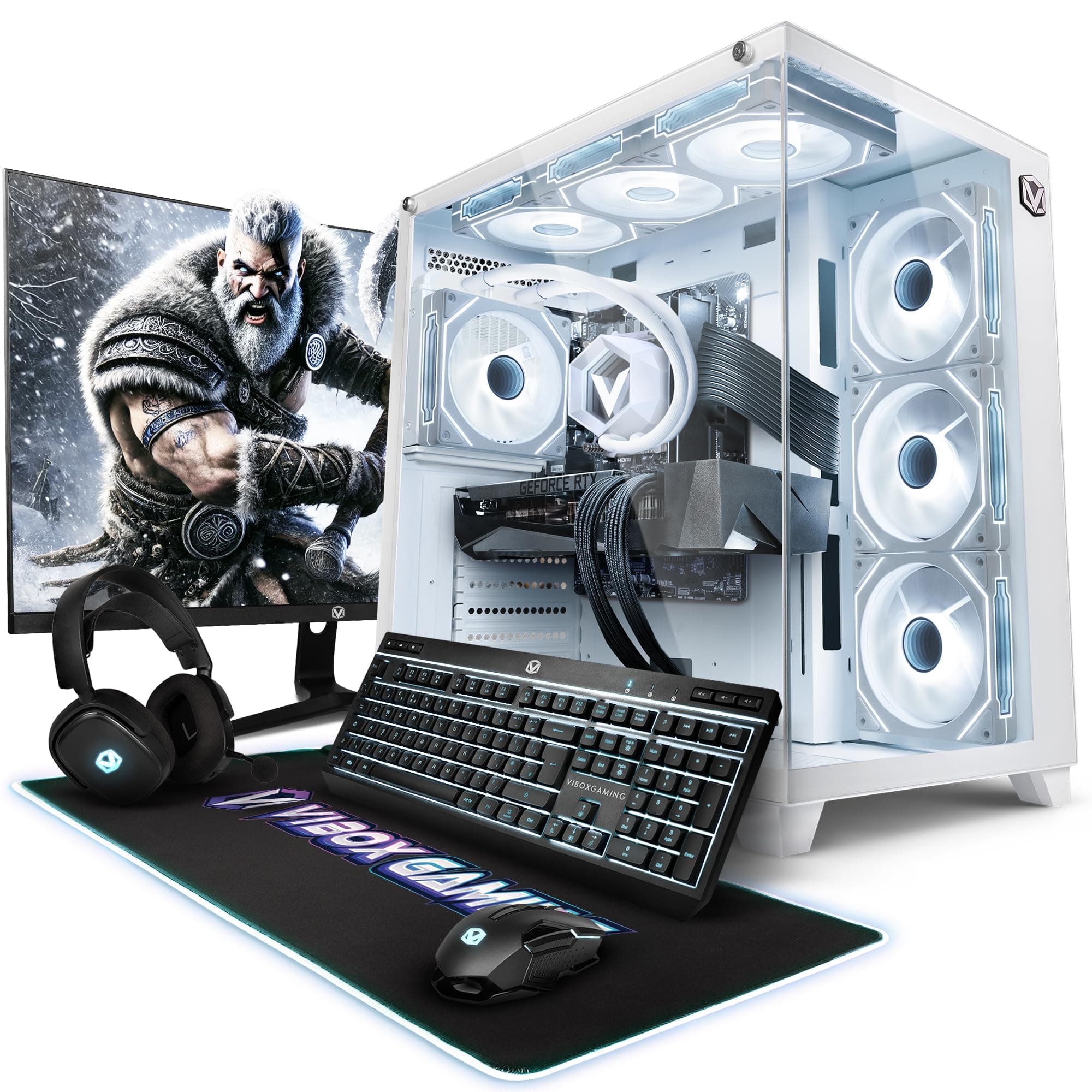 Vibox VIII-8 Gaming PC Set Komplett • Monitor 27 Zoll • Intel Core i9 12900KF 16-Kern • Nvidia RTX 5070 Ti 16GB • 32GB RAM • 1TB NVMe SSD • Windows 11 • WLAN 6 + Bluetooth 5.4 Weiß 1 TB 32 GB Nvidia GeForce RTX 5070 Ti Windows 11