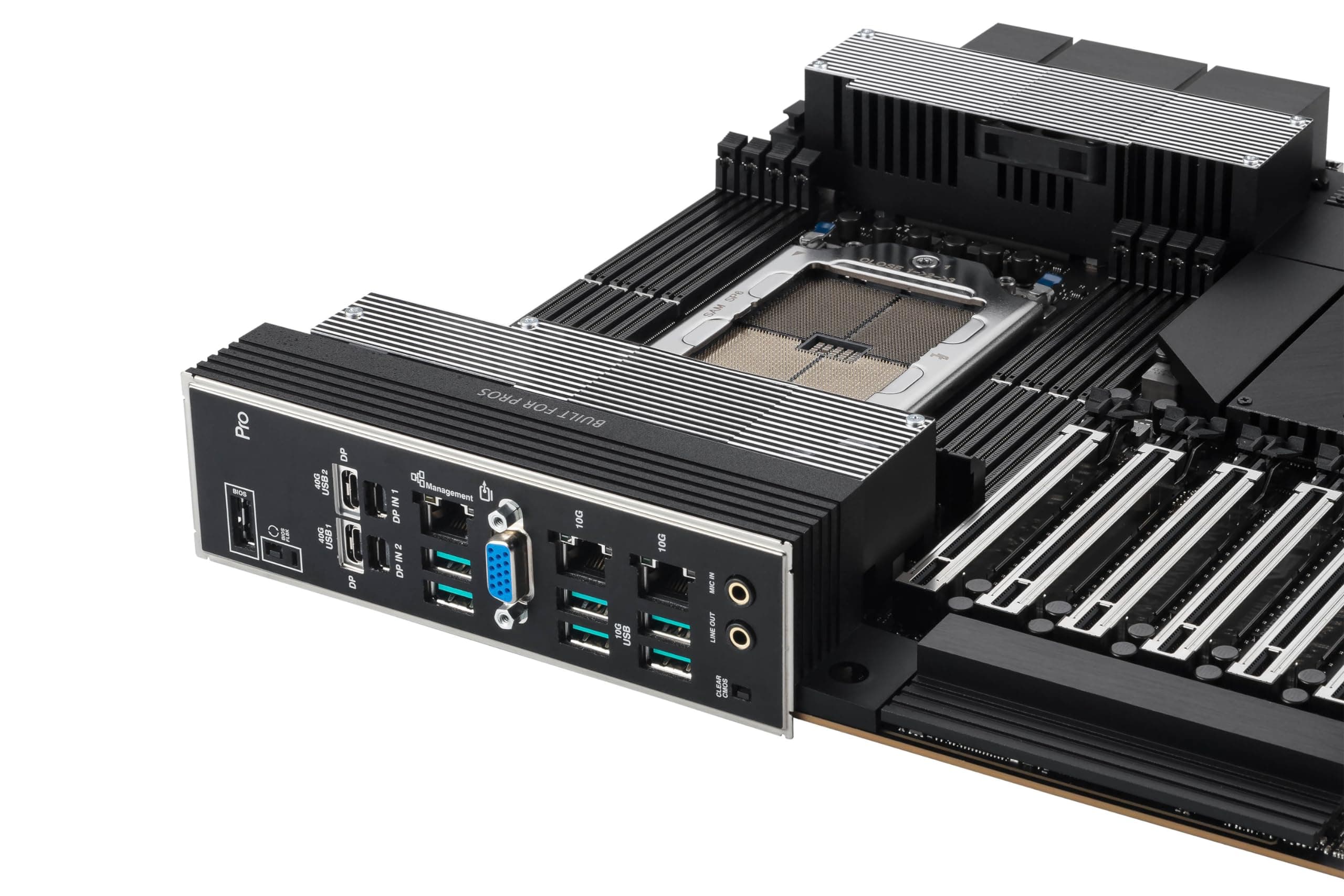ASUS Pro WS WRX90E-SAGE SE EEB Workstation Mainboard Sockel sTR5 (7 PCIe 5.0 x16-Steckplätze, Multi-GPU-Unterstützung, 4 PCIe 5.0 M.2-Steckplätze, Dual 10 Gb LAN, PCIe Q-Release Slim), AMD sTR5 E-Sage SE Pro WRX90E Bild 7