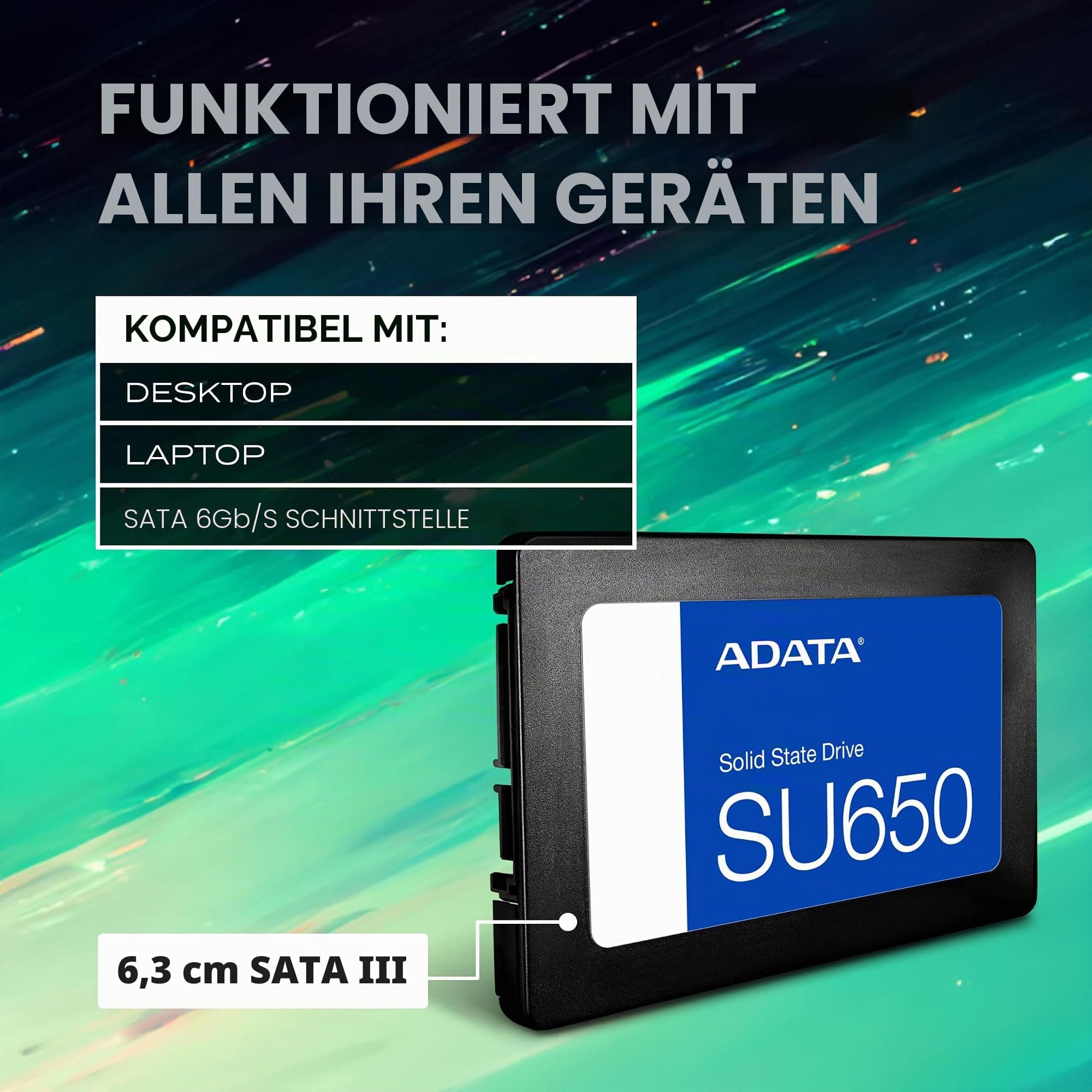 SSD ADATA SU650 2,5 512 GB, ASU650SS-512GT-R, Schwarz Bild 7