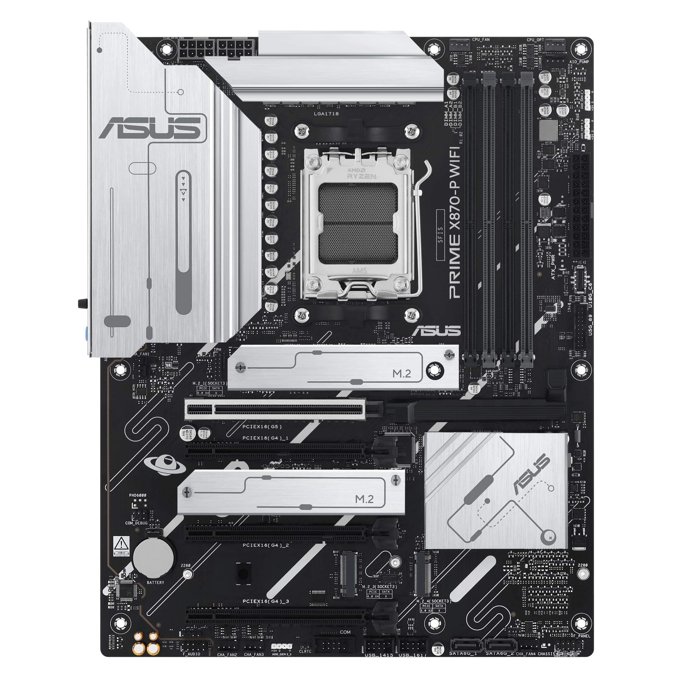 ASUS PRIME X870-P Mainboard Sockel AM5 (AMD, ATX, PCIe 5.0, DDR5, 14+2+1 Power Stages, 4x M.2, 2,5Gb Ethernet, USB-C 40Gbps) Bild 2