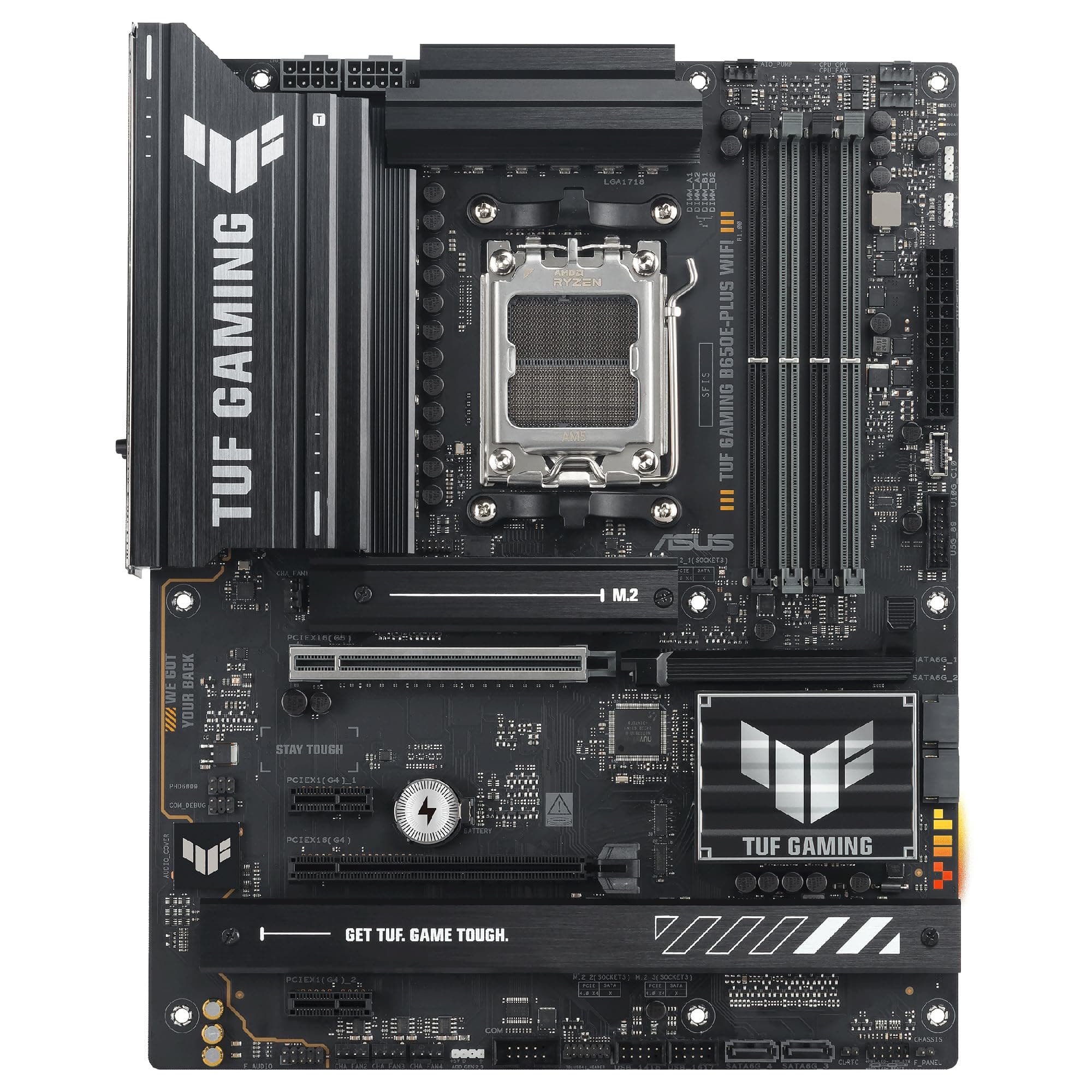 ASUS TUF Gaming B650E-PLUS WiFi Mainboard Sockel AMD AM5 (Ryzen 9000, ATX, PCIe 5.0, DDR5-Speicher, WiFi 6E, PCIe Q-Release, BIOS Flashback, Aura Sync) Bild 2