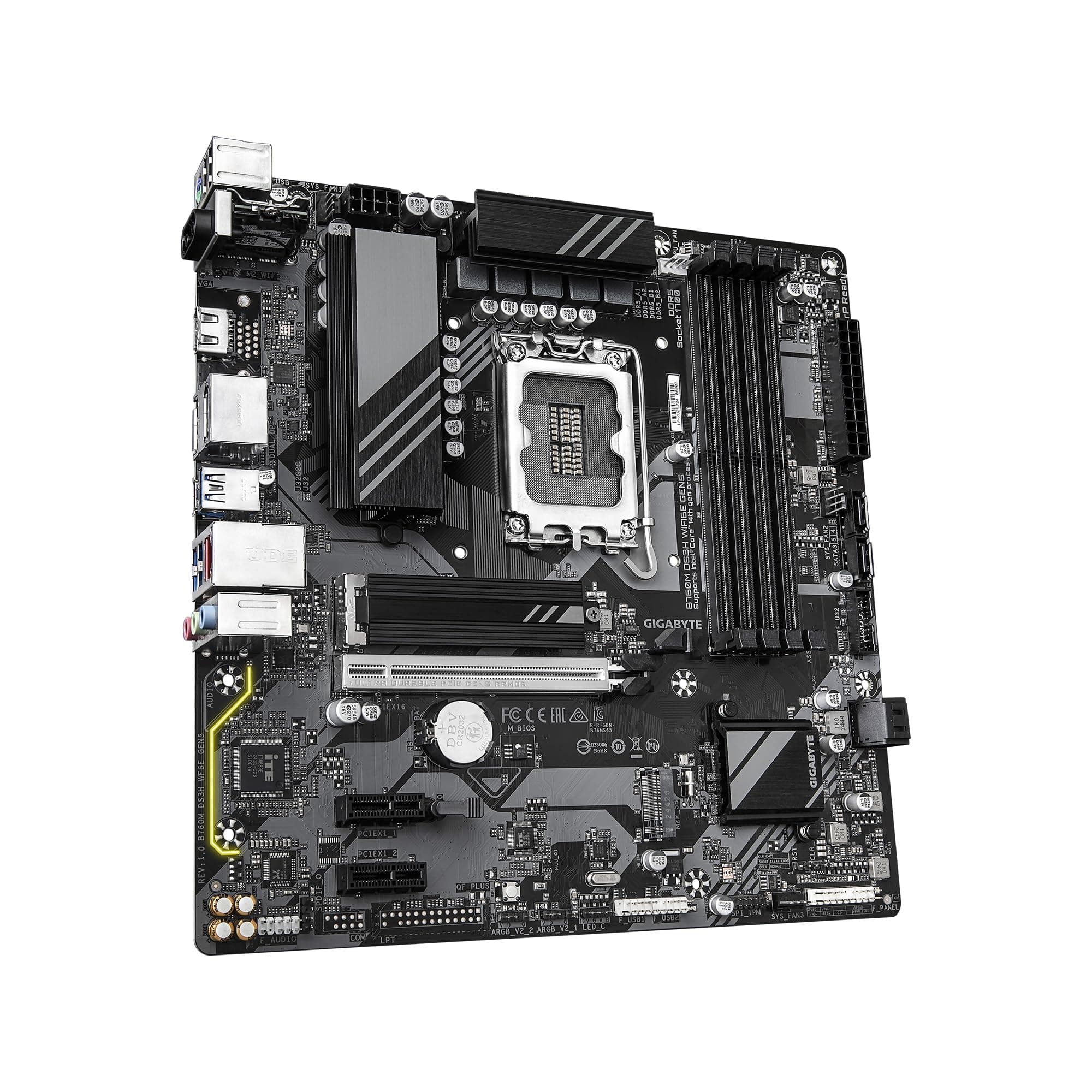 GIGABYTE B760M DS3H WIFI6E GEN5 LGA 1700 Intel B760 M-ATX Motherboard mit DDR5, M.2, PCIe 5.0, USB 3.2 Gen 2 Type-C, WIFI6E 2.5GbE LAN, WiFi EZ-Plug, PCIe EZ-Latch Bild 5