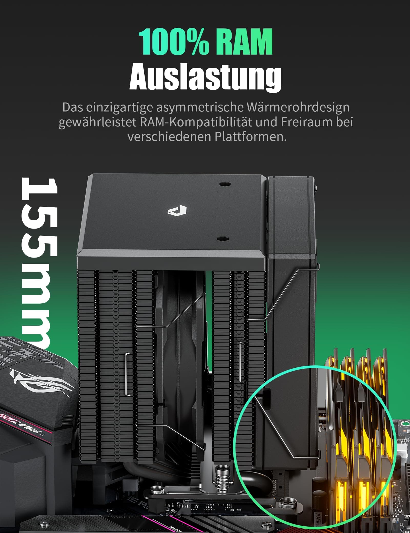 upHere gaming ARGB CPU Cooler,Dual Tower 6 Heat Pipes CPU Kühler,120MM RGB Lüfter,Ohne Entfernen des Lüfters zu Installieren den CPU Kühler,für AMD AM4 AM5/Intel 2011/2066 (X79/X99),PC Kühler,UE2KC6 UE2KC6-Schwarz 5V ARGB Bild 5