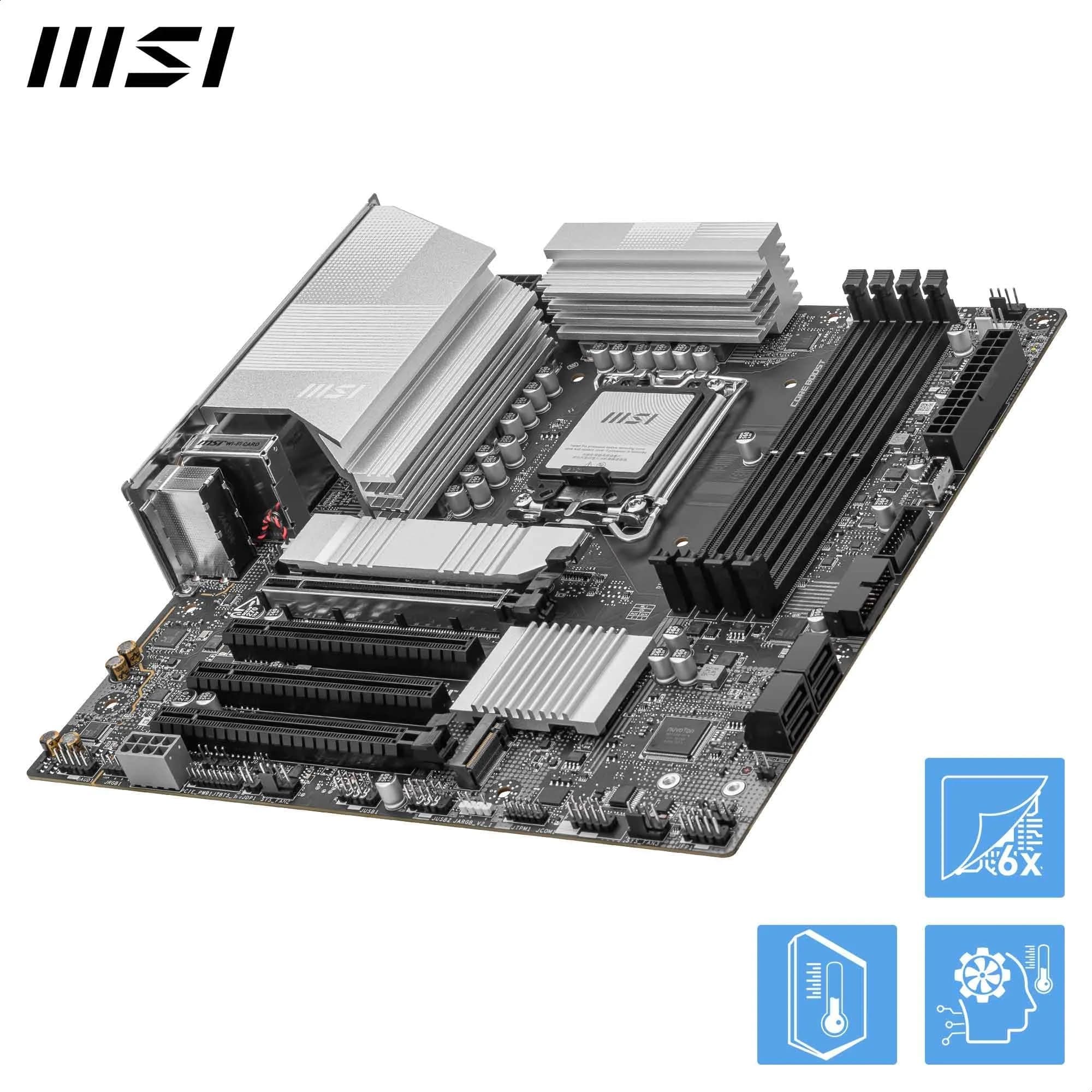 MSI PRO B860M-A WiFi Mainboard, mATX - Unterstützt Intel Core Ultra Prozessoren (Series 2), LGA 1851-12 DRPS, DDR5 Memory Boost (8600+ MT/s OC), PCIe 5.0 x16 & 4.0 x16, M.2 Gen5, Wi-Fi 7, 5G LAN Bild 7