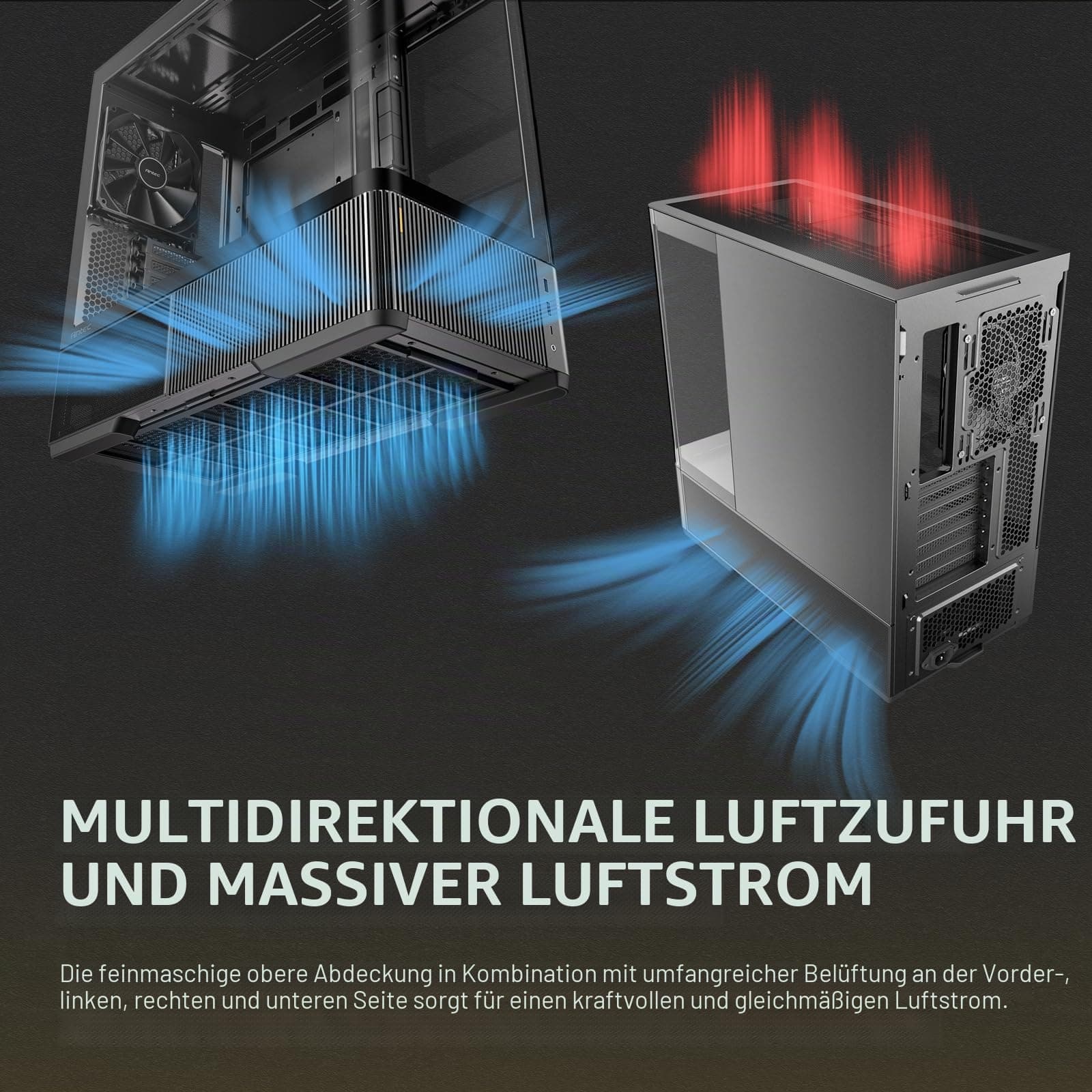 ANTEC Constellation C6 Curve Air ATX Midi Tower PC Gehäuse – Panoramic Glasdesign, High-Airflow Gaming Case, Tempered Glass, Schwarz Bild 7
