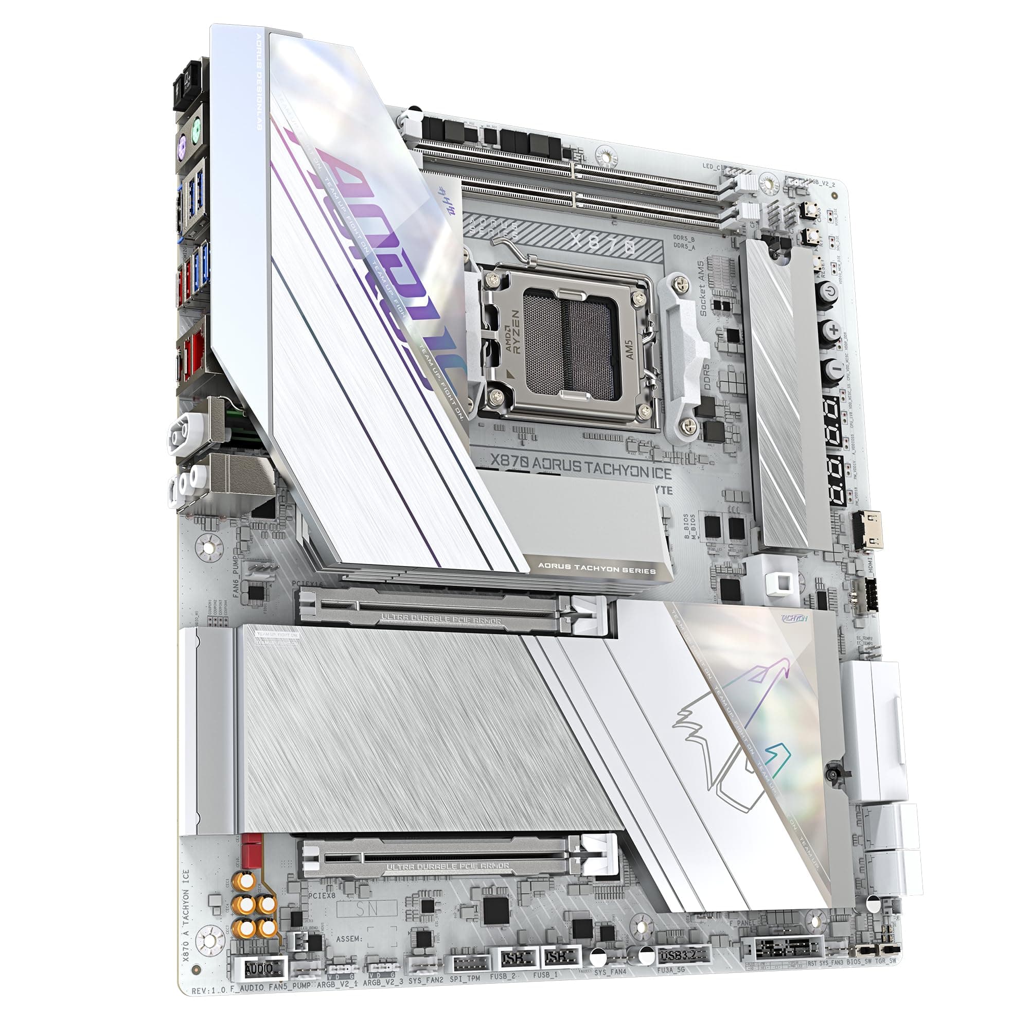 GIGABYTE X870 AORUS Tachyon Ice Mainboard – Unterstützt AMD Ryzen 9000 CPUs, Digitale 18+2+2 Phasen VRM, bis zu 9600 MHz DDR5 (OC), 1 x PCIe 5.0 + 2 x PCIe 4.0, Wi-Fi 7, 5 GbE LAN, USB 4 Bild 5