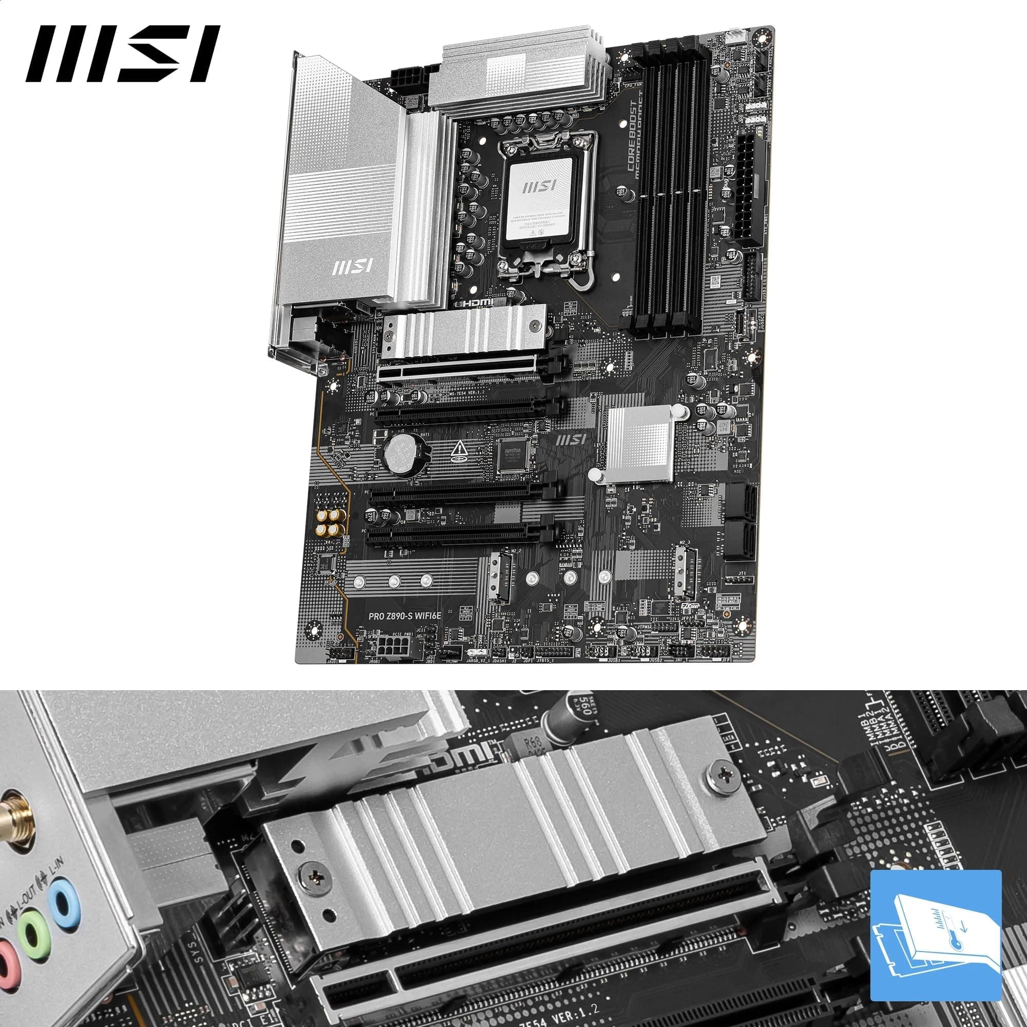 MSI PRO Z890-S WIFI6E Mainboard, ATX – Unterstützt Intel Core Ultra-Prozessoren (Series 2), LGA 1851 – DDR5 Memory Boost (8800+ MT/s OC), PCIe 5.0 x16 & 4.0 x16, M.2 Gen5, Wi-Fi 6E, 2,5G-LAN Bild 5