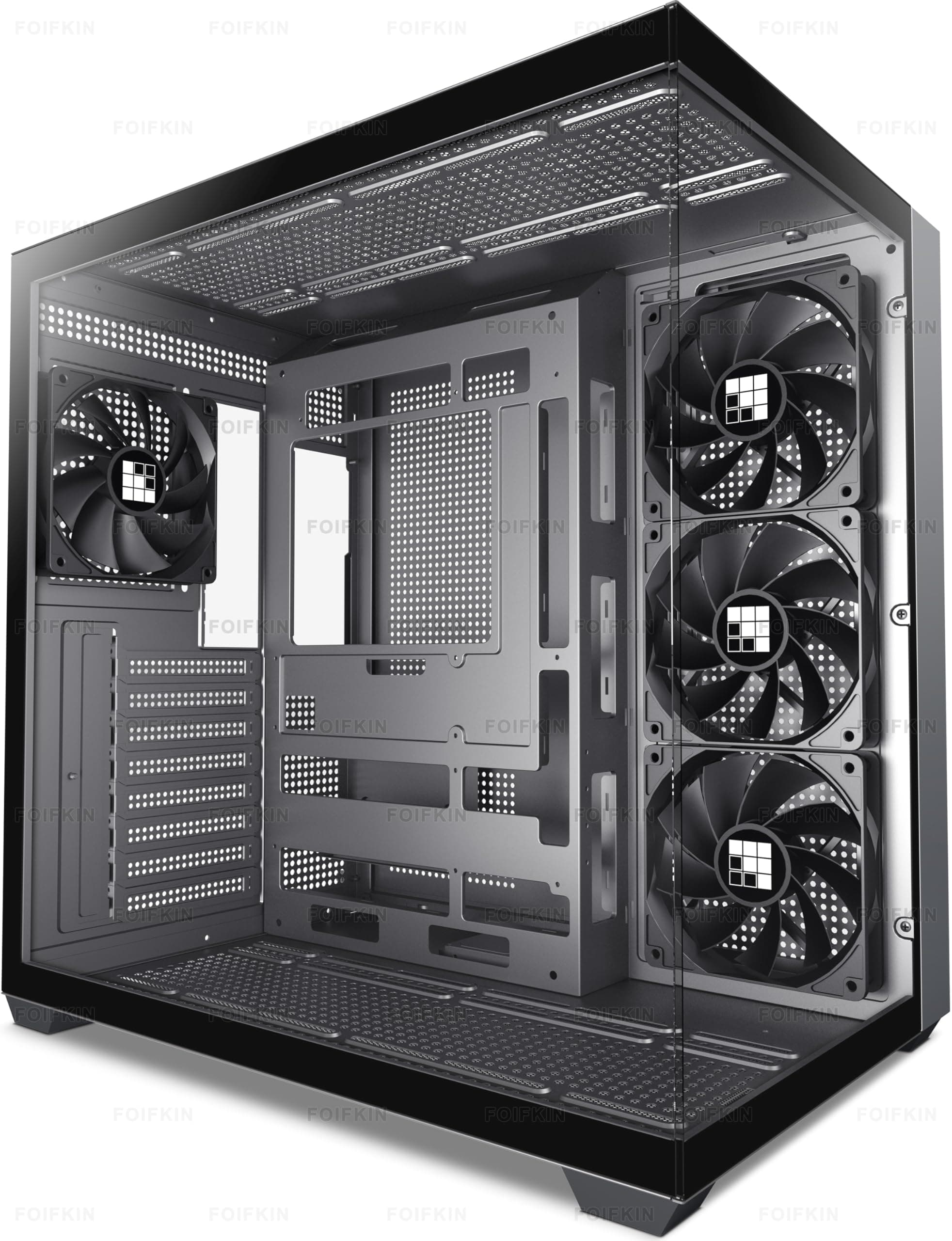 FOIFKIN F300 PC Gehäuse ATX mit 7 PWM ARGB Lüfter,Hoher Luftstrom Mid-Tower Computer Gehäuse,Gaming PC-Gehäuse Big Tower,ATX Gehäuse Weiß,mit Type-C,360mm Radiator Computergehäuse(Weiß, F300) F300 Weiß Bild 2