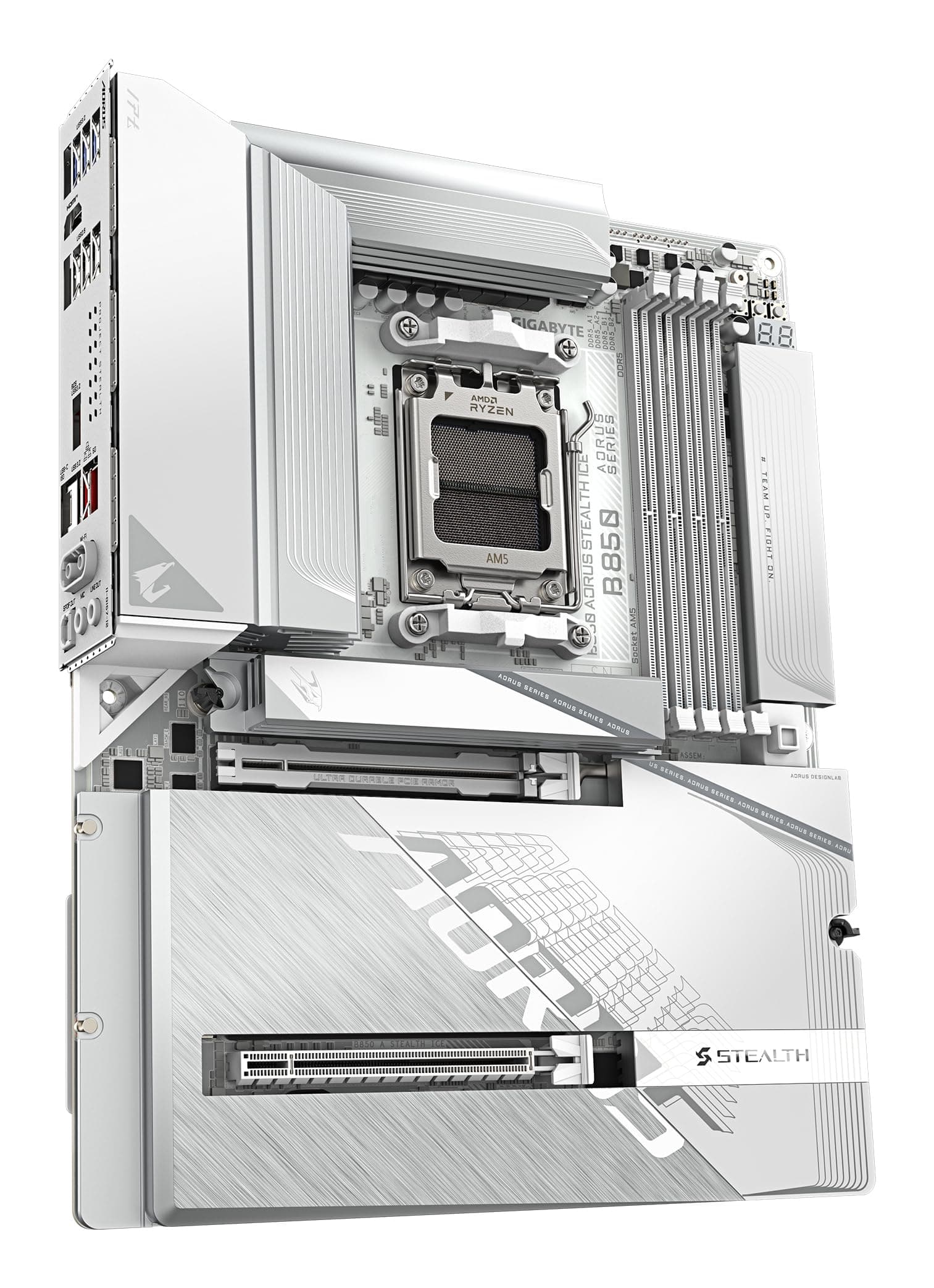 GIGABYTE B850 AORUS Stealth Ice Mainboard – Unterstützt AMD Ryzen 9000 Serie CPUs, digitales 14+2+2 Phasen VRM, bis zu 8200 MHz DDR5 (OC), 2 x PCIe 5.0 + 2 x PCIe 4.0 M.2, Wi-Fi 7, 5 GbE LAN Bild 7