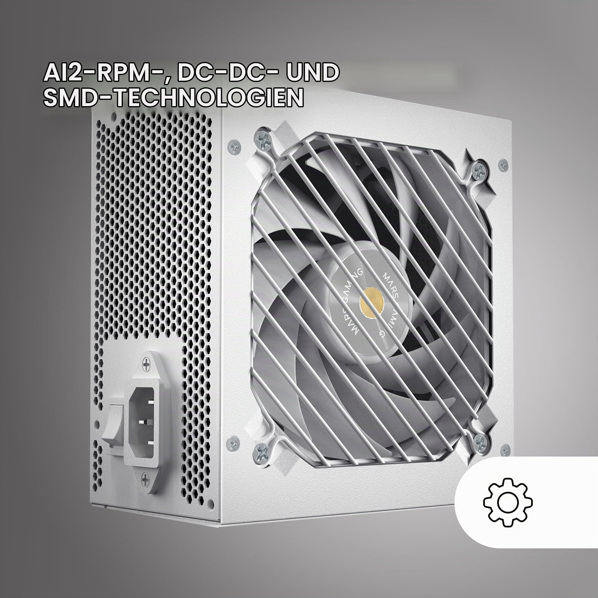 MARSGAMING MPB750SI, PC-ATX-Netzteil 750W, 7 Jahre Garantie, 80Plus Bronze 230V, 90% Effizienz, SI Extreme Silence Lüfter mit Kupferkern, AI2-RPM-, DC-DC- und SMD-Technologien, Weiß MPB750SIW Bild 5
