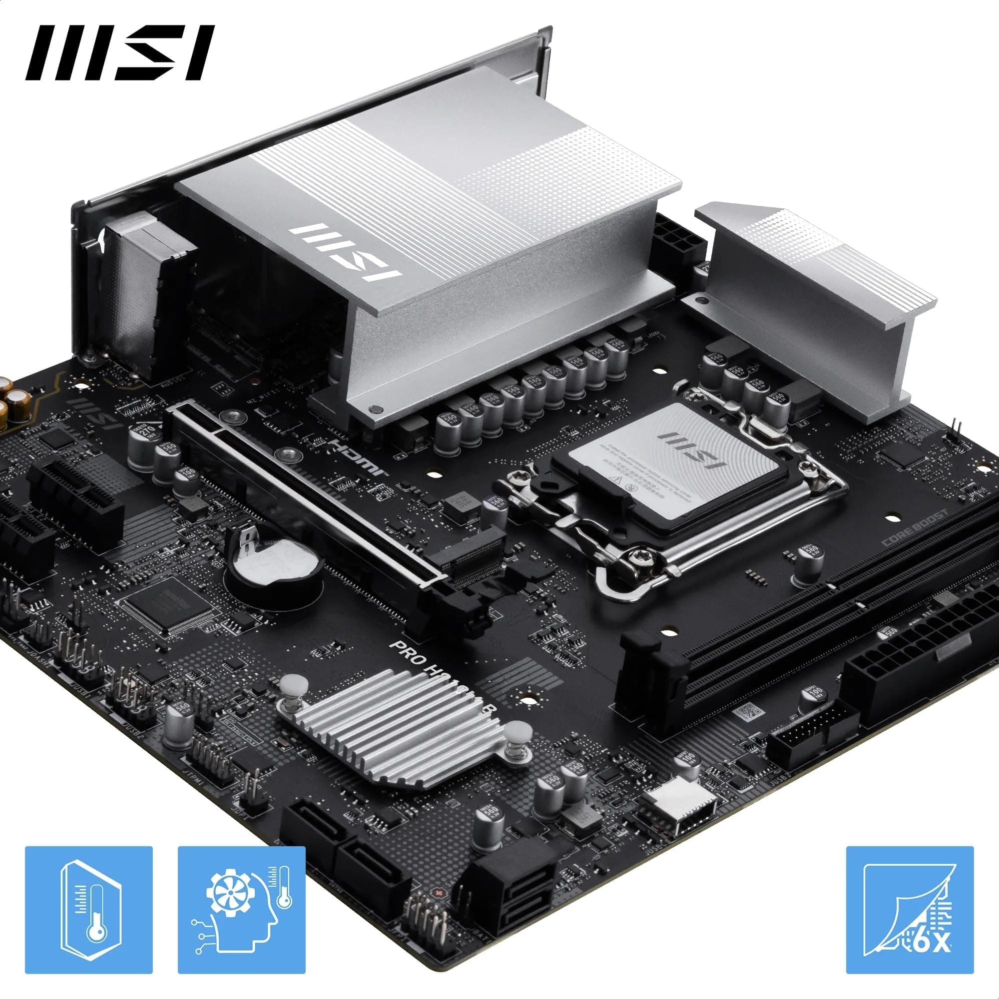 MSI PRO H810M-B Mainboard, mATX - Unterstützt Intel Core Ultra Prozessoren (Series 2), LGA 1851 - DDR5 Memory Boost (6400 MT/s MAX), PCIe 5.0 x16, M.2 Gen4, 2.5G LAN Bild 7