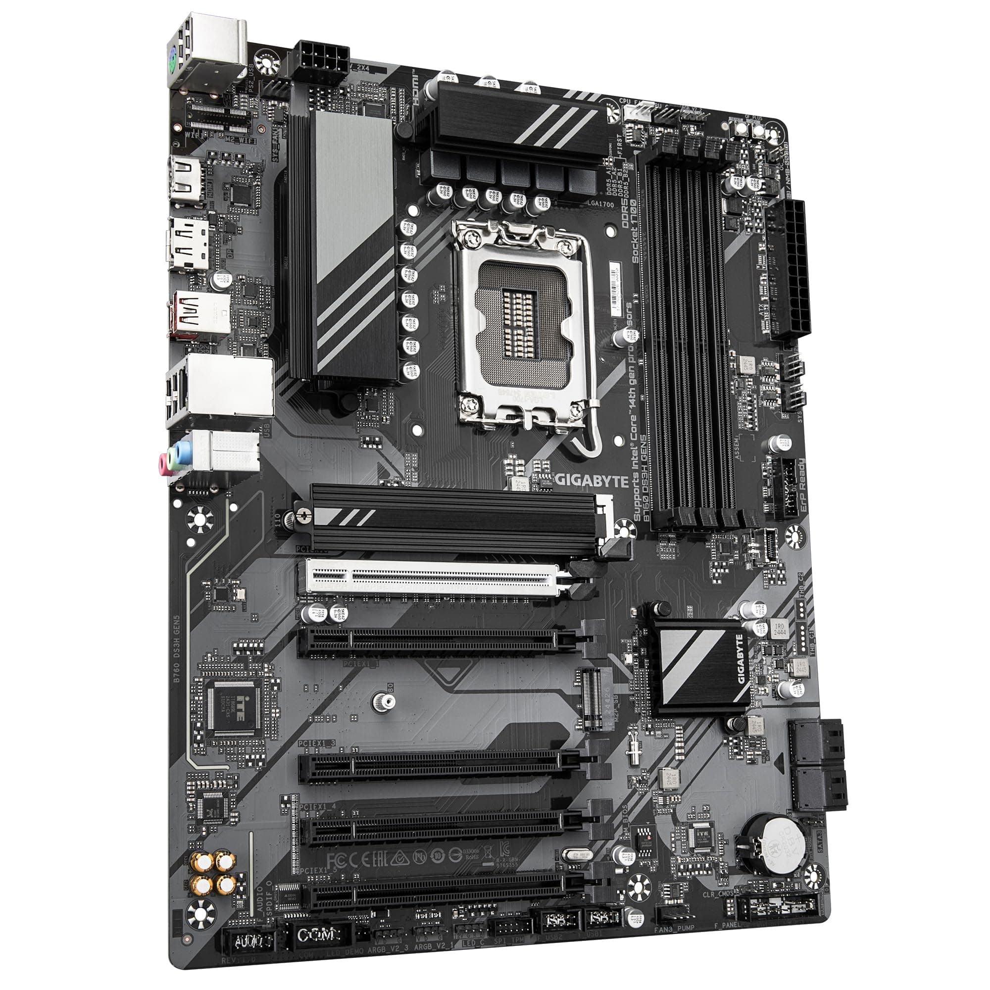 GIGABYTE B760 DS3H GEN5 Mainboard – Unterstützt Intel Core Prozessoren der 14. Generation, 8+2+1 Phasen Digital-VRM, bis zu 5600 MHz DDR5, 2 x PCIe 4.0 M.2, 1 GbE LAN, USB 3.2 Gen 2x2 Bild 5