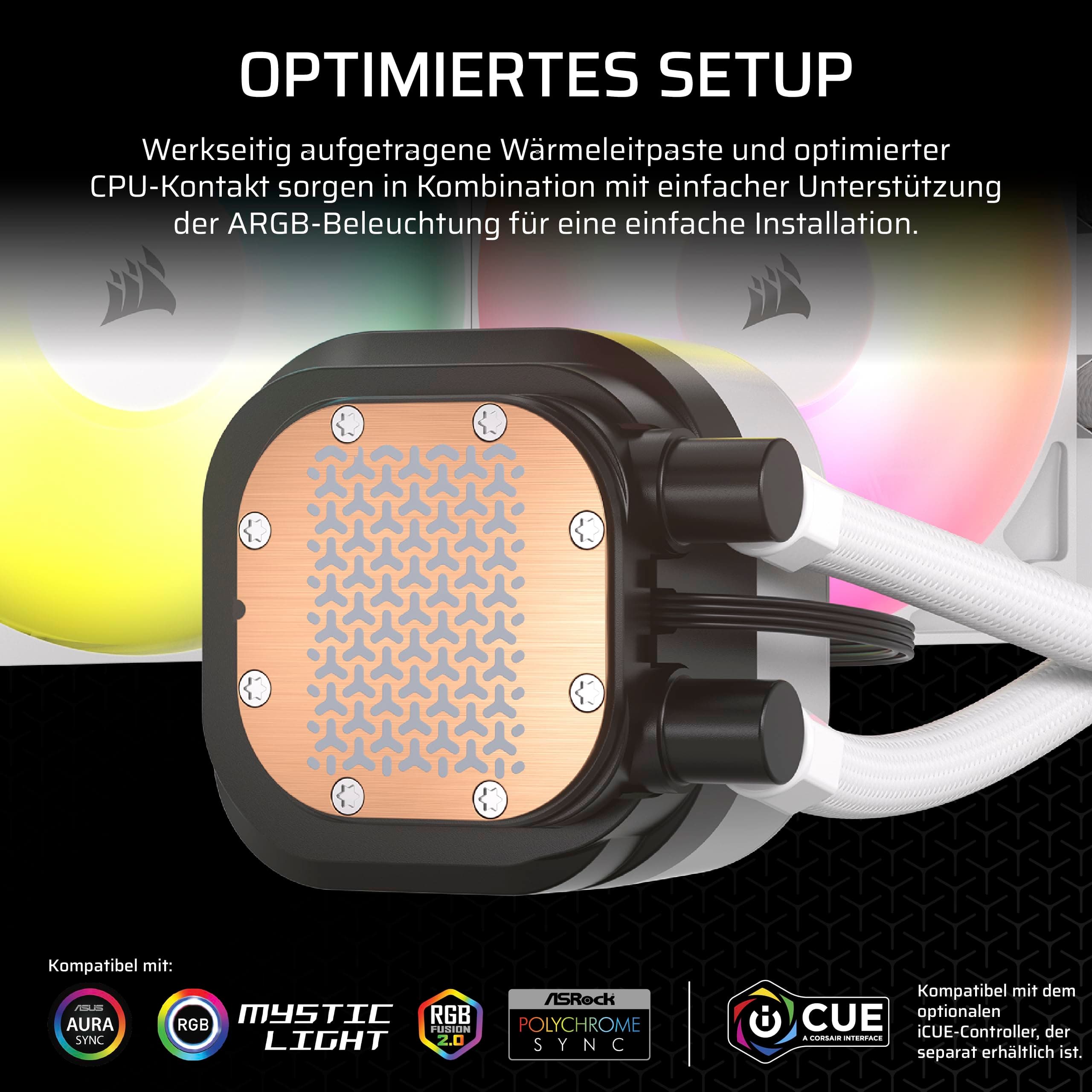 Corsair Nautilus 360 RS ARGB CPU-Flüssigkeitskühler – 360mm AIO – Geräuscharm – Direkter Mainboard-Anschluss – Intel LGA 1851/1700, AMD AM5/AM4 – 3X RS120 ARGB-Ventilatoren Inbegriffen – Weiß ARGB 360mm Weiß Bild 5