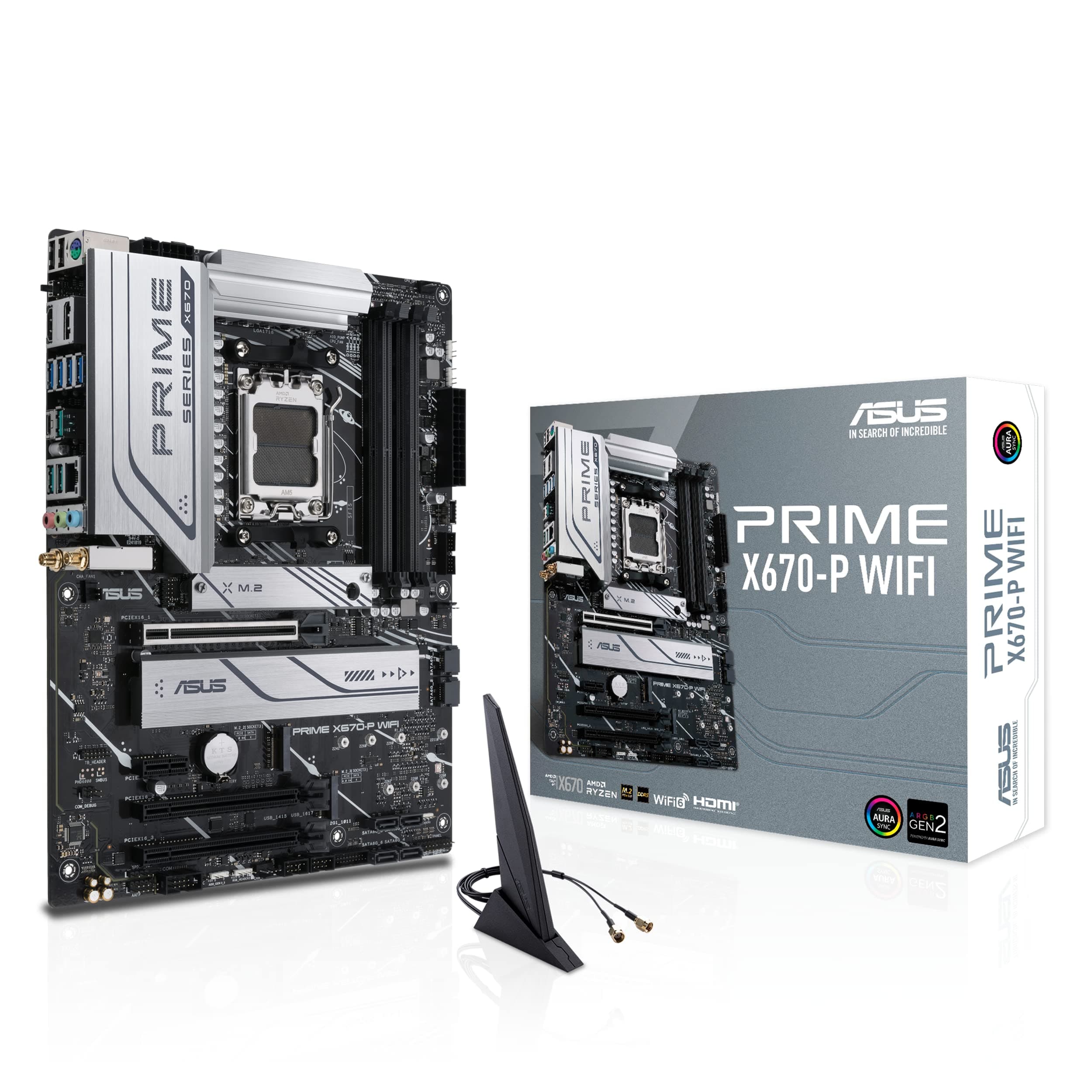 ASUS Prime X670-P WiFi Gaming Mainboard Sockel AMD AM5 (Ryzen 7000, ATX, PCIe 5.0, 3X M.2, DDR5-Speicher, WiFi6, USB 3.2 Gen 2x2 Typ-C, Aura Sync RGB-Beleuchtung) Bild 2