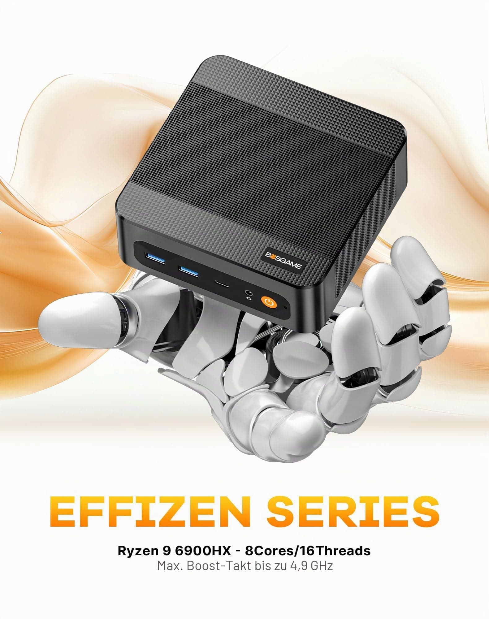 BOSGAME P6 Mini PC Windows 11 Pro für Home Office & Gaming, AMD Ryzen 9 6900HX (bis 4,9GHz), 24GB LPDDR5 RAM (Onboard), 1TB NVMe SSD, Radeon 680M, Dual LAN Mini-PC, Triple Display 4K, 120W 24 1TB Bild 2